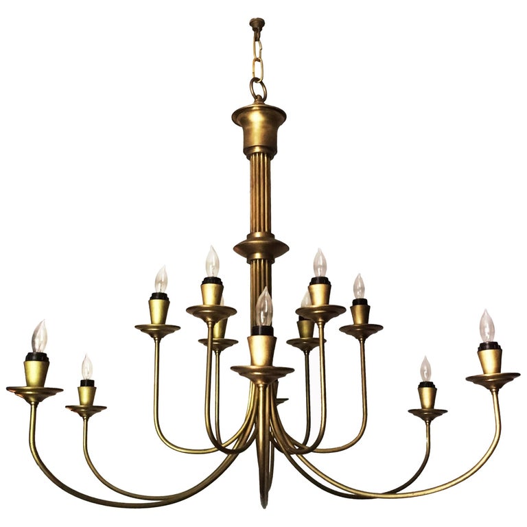 A MidCentury Modern Brass SixteenLight Chandelier For Sale at 1stdibs