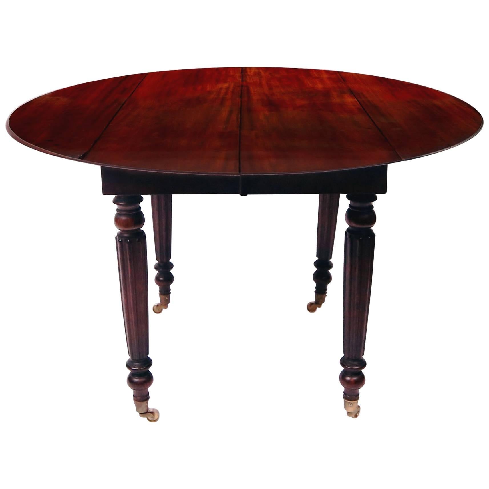19th Century Louis Philippe Mahogany Round Drop-Leaf Table