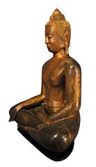 18th Century Gilt Bronze Buddha Maravijaya in Bhumisparsha Mudra, Cambodia