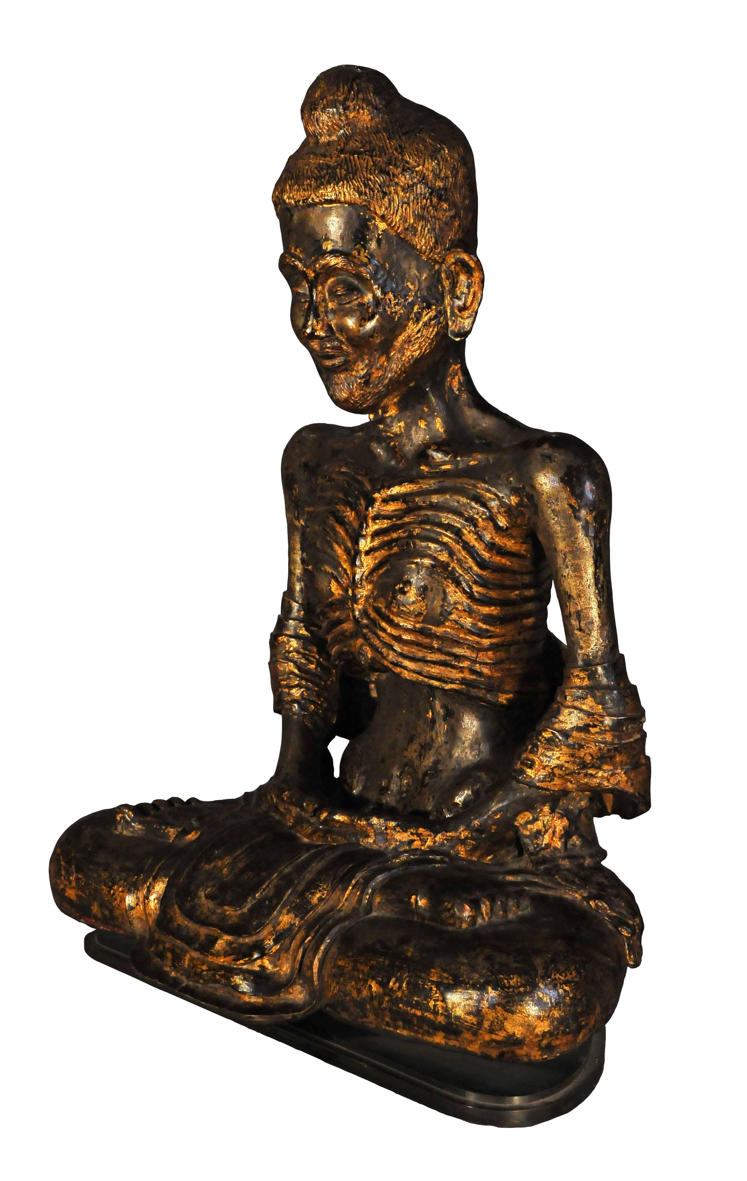 Antique representation of fasting Buddha after reaching enlightenment.

Art of Thailand

Early 18th century, Ayutthaya kingdom
 
Gilt bronze
 
Dimensions:
Height: 63 cm
Width: 56 cm.