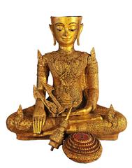 Early 19th Century, Important Gilt bronze Jumbupati Buddha (Crowned), Thailand