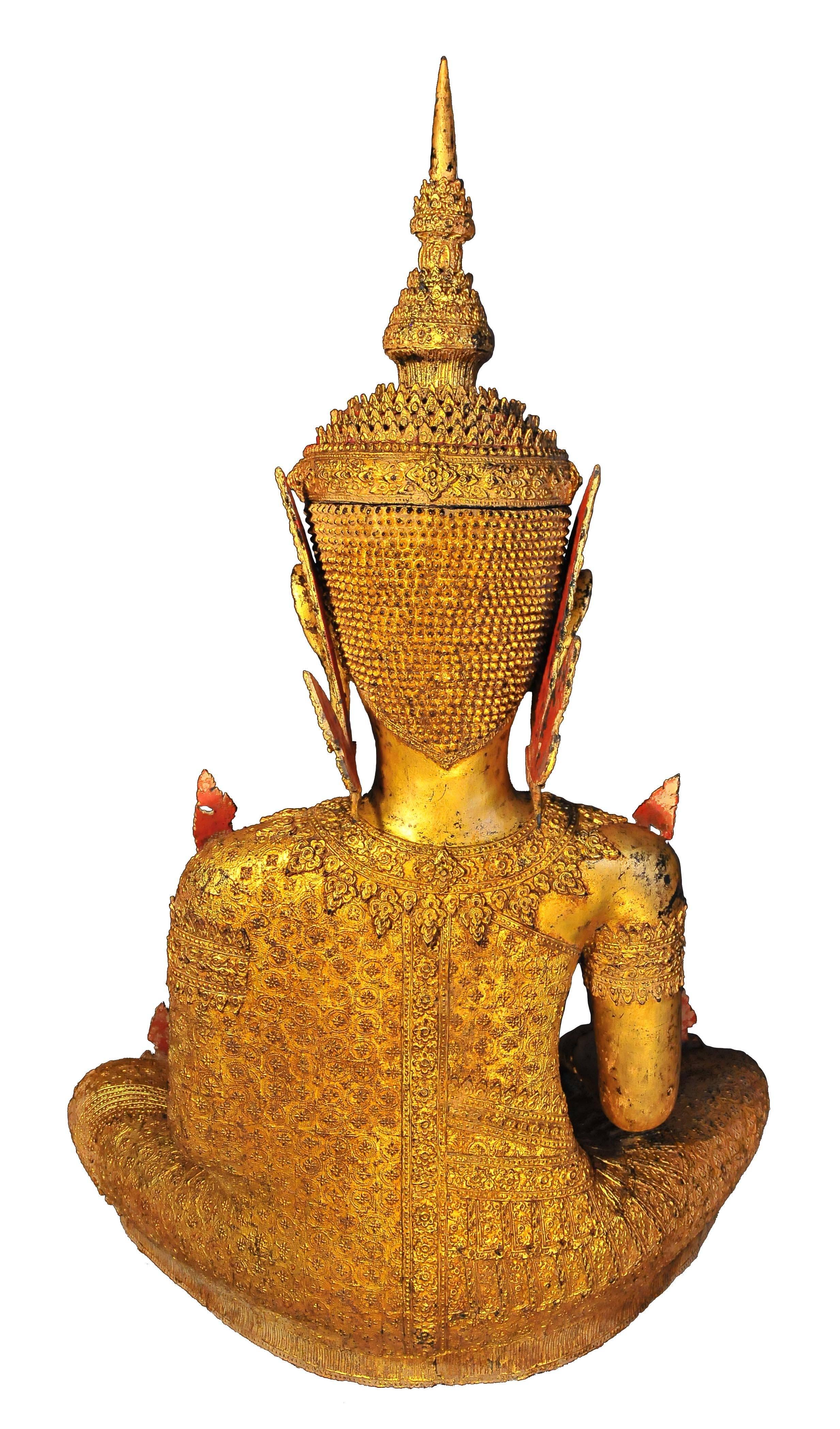 Cast Early 19th Century, Important Gilt bronze Jumbupati Buddha (Crowned), Thailand For Sale
