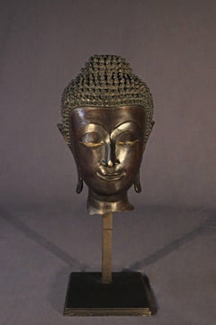 Late 17th Century, Bronze Buddha Head, Ayutthaya Kingdom, Art of Thailand
