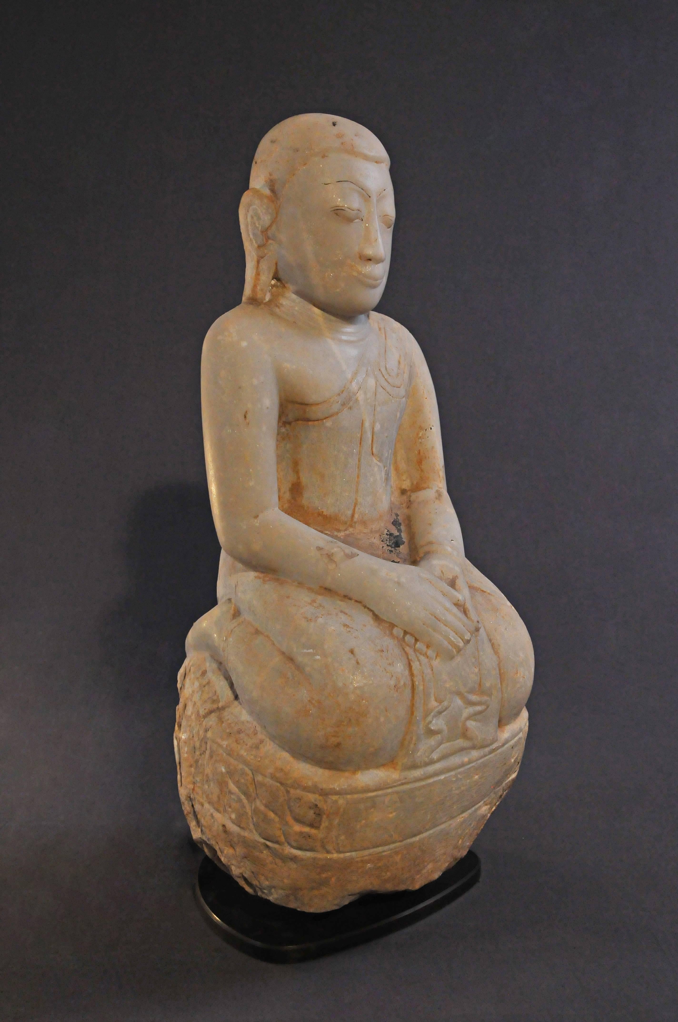 Other 14th Century, Marble Sitting Nun in Anjali Mudra, Pagan Period, Art of Burma