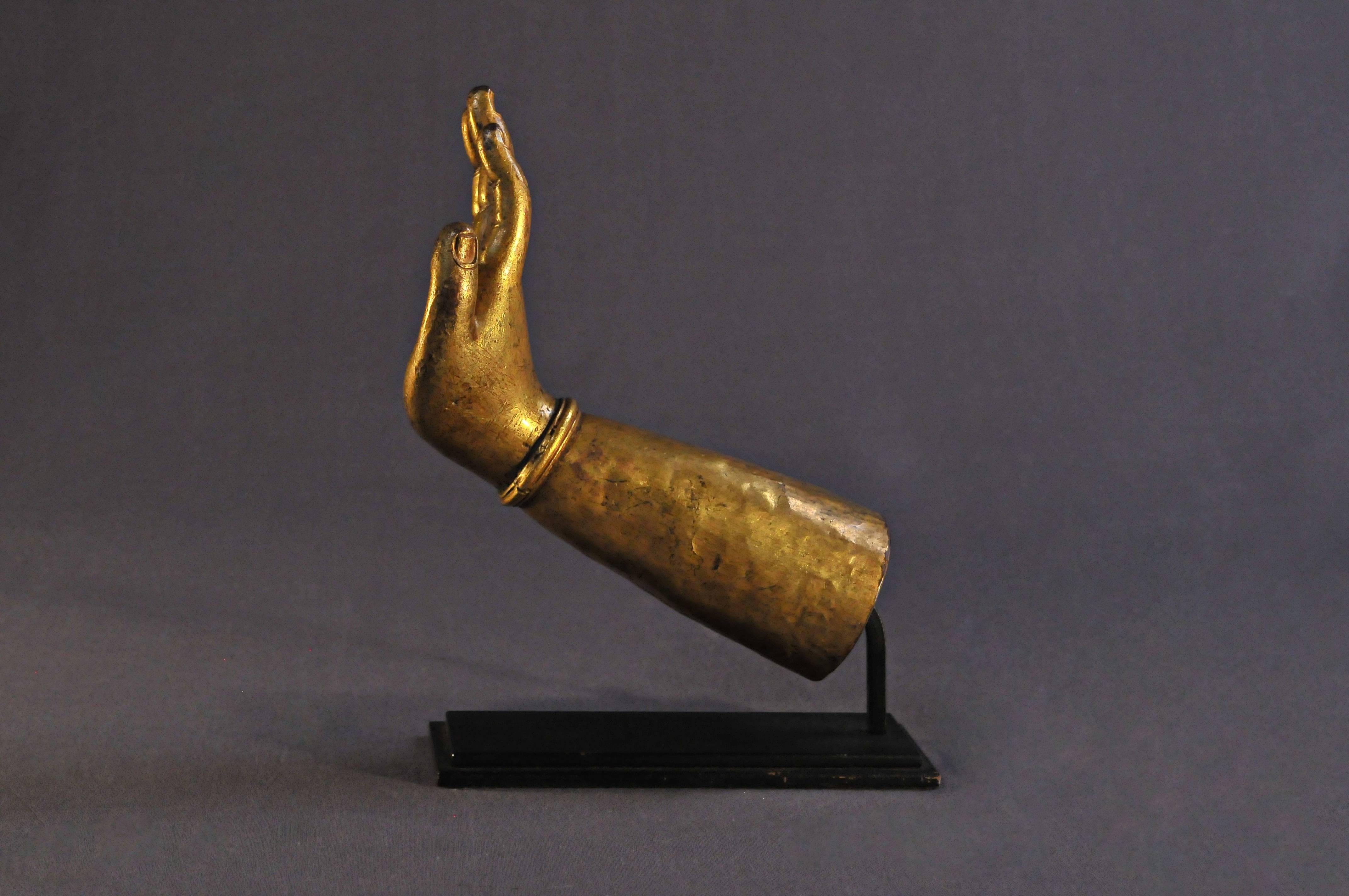 Late 19th Century, Dalai Lama Gilded Hand, Art of Tibet In Good Condition In Central Hong-Kong, HK