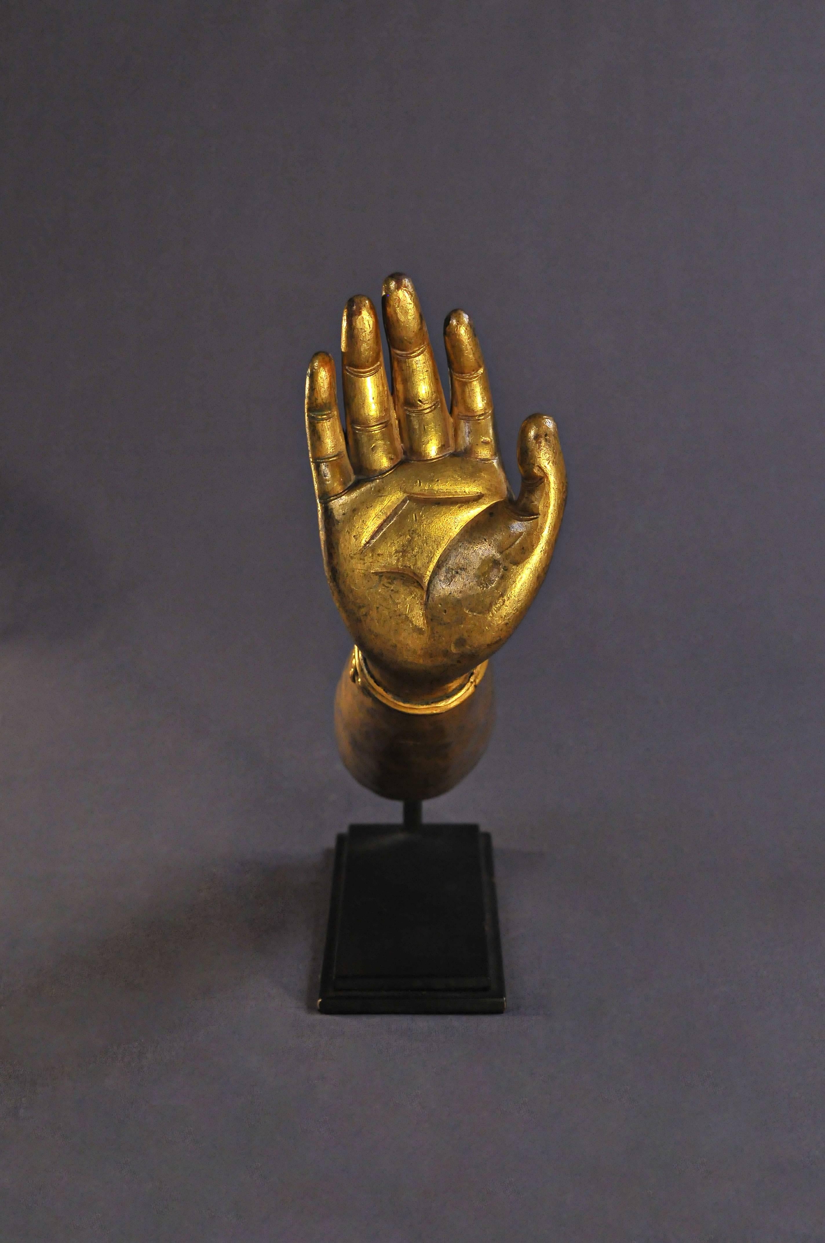 Tibetan Late 19th Century, Dalai Lama Gilded Hand, Art of Tibet