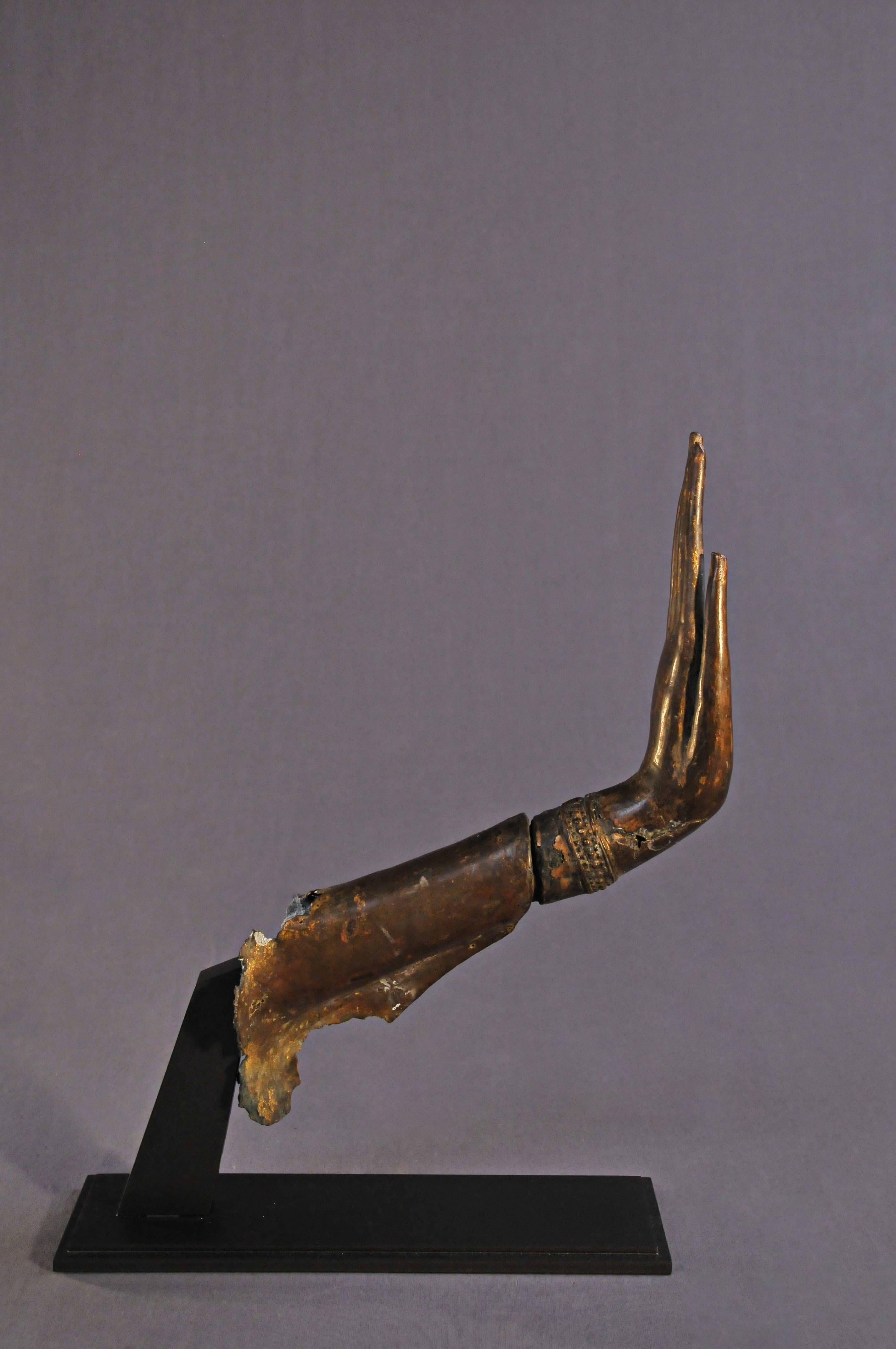18th Century and Earlier 16th Century, Bronze Buddha Hand, Kampaen Phet Period, Art of Thailand