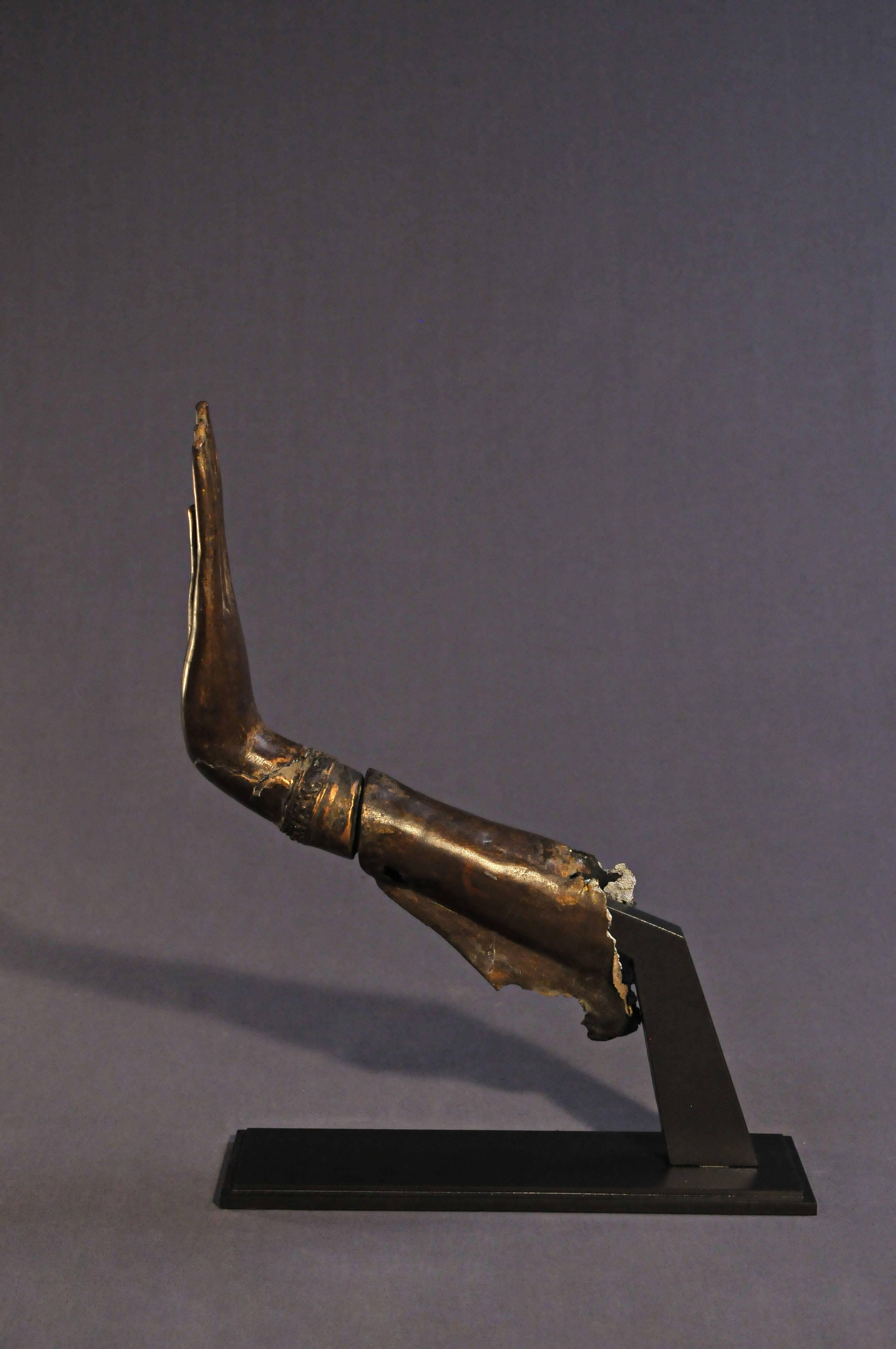Cast 16th Century, Bronze Buddha Hand, Kampaen Phet Period, Art of Thailand