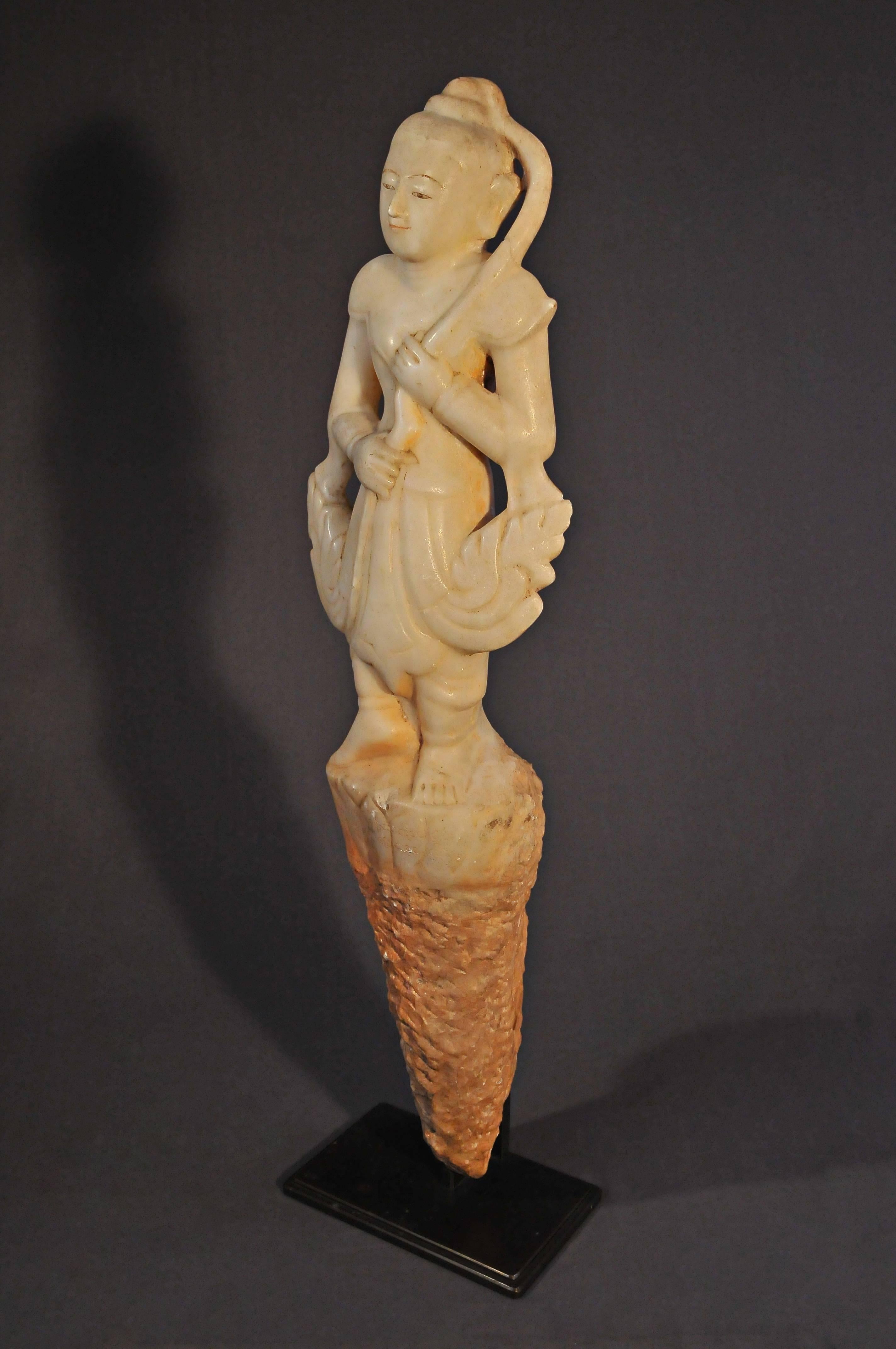 Other Late 14th Century, Marble statue of Prah Mae Torani, Pagan period, Art of Burma For Sale