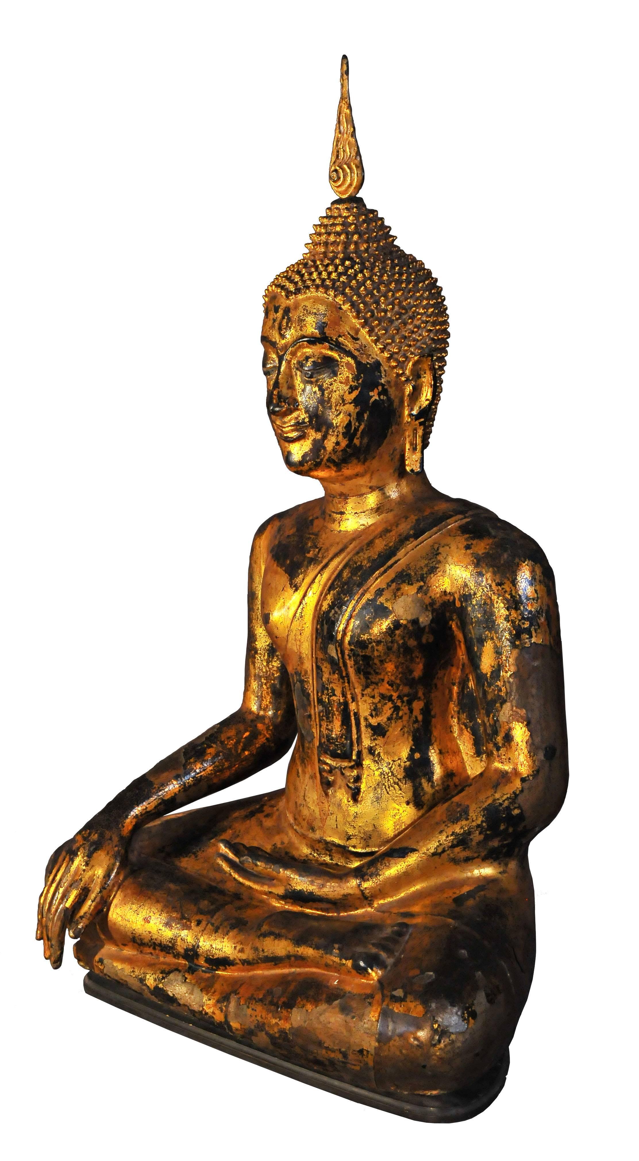The founding of the kingdom of Ayuthya by the Prince of U Thong in 1350 also marks the birth of a unified Thailand.

The Master is seated in "virasana", his right leg folded over the other, in the attitude of "Taking the Earth to