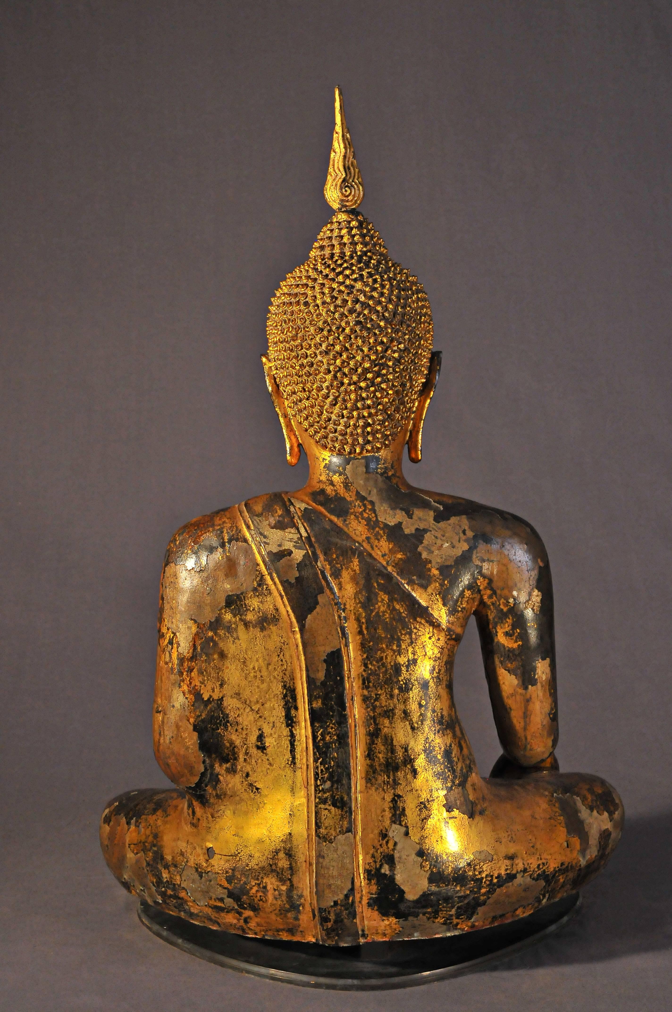 Late 17th Century Gilt Bronze Buddha in Bhumisparsha Mudra, Ayutthaya, Thailand 1