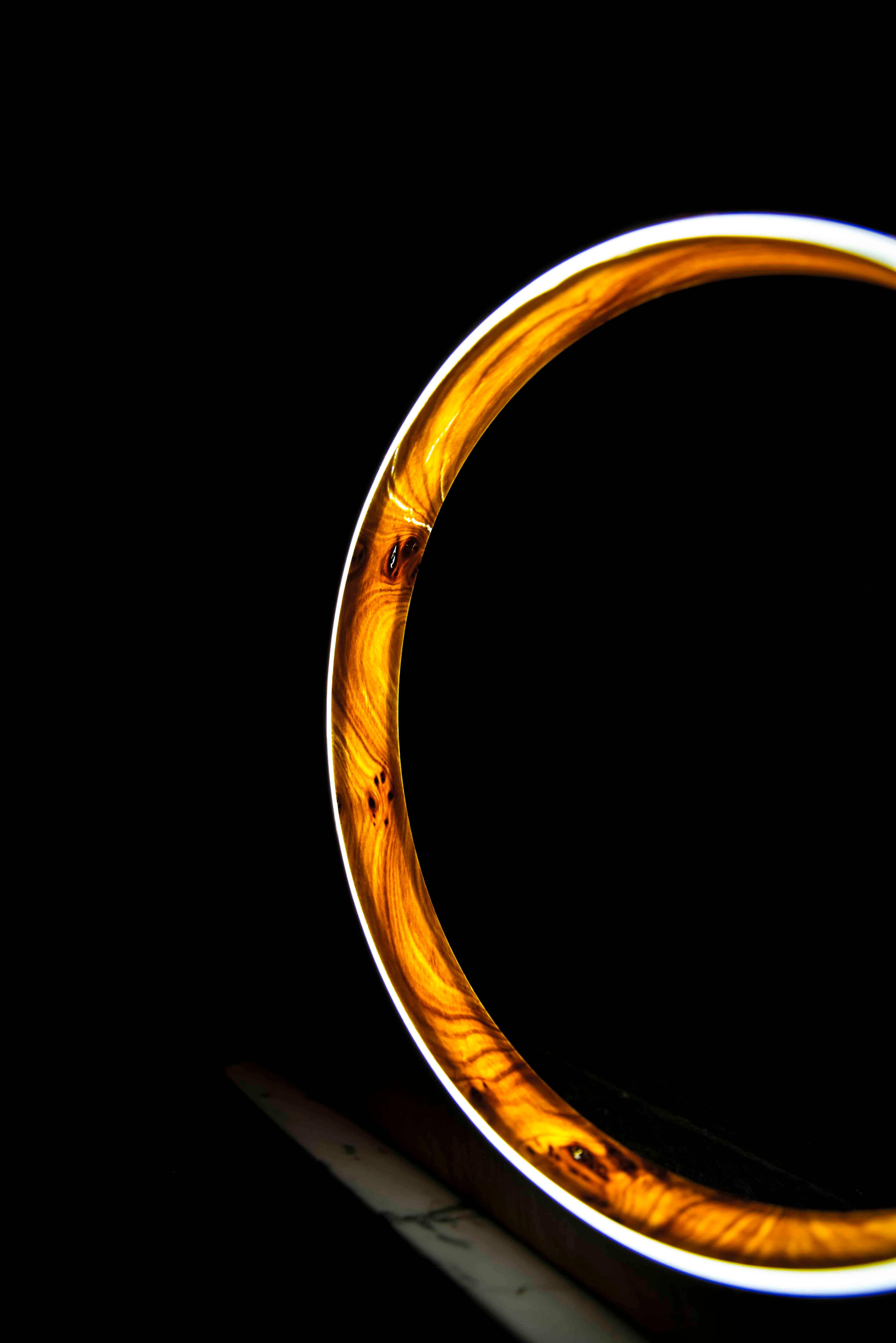 Eclipse, Tabletop Light Sculpture in Elm and Marble by Kalin Asenov In New Condition In Savannah, GA