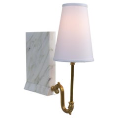 Library Sconce, Contemporary Bookshelf Sconce in Marble, Brass