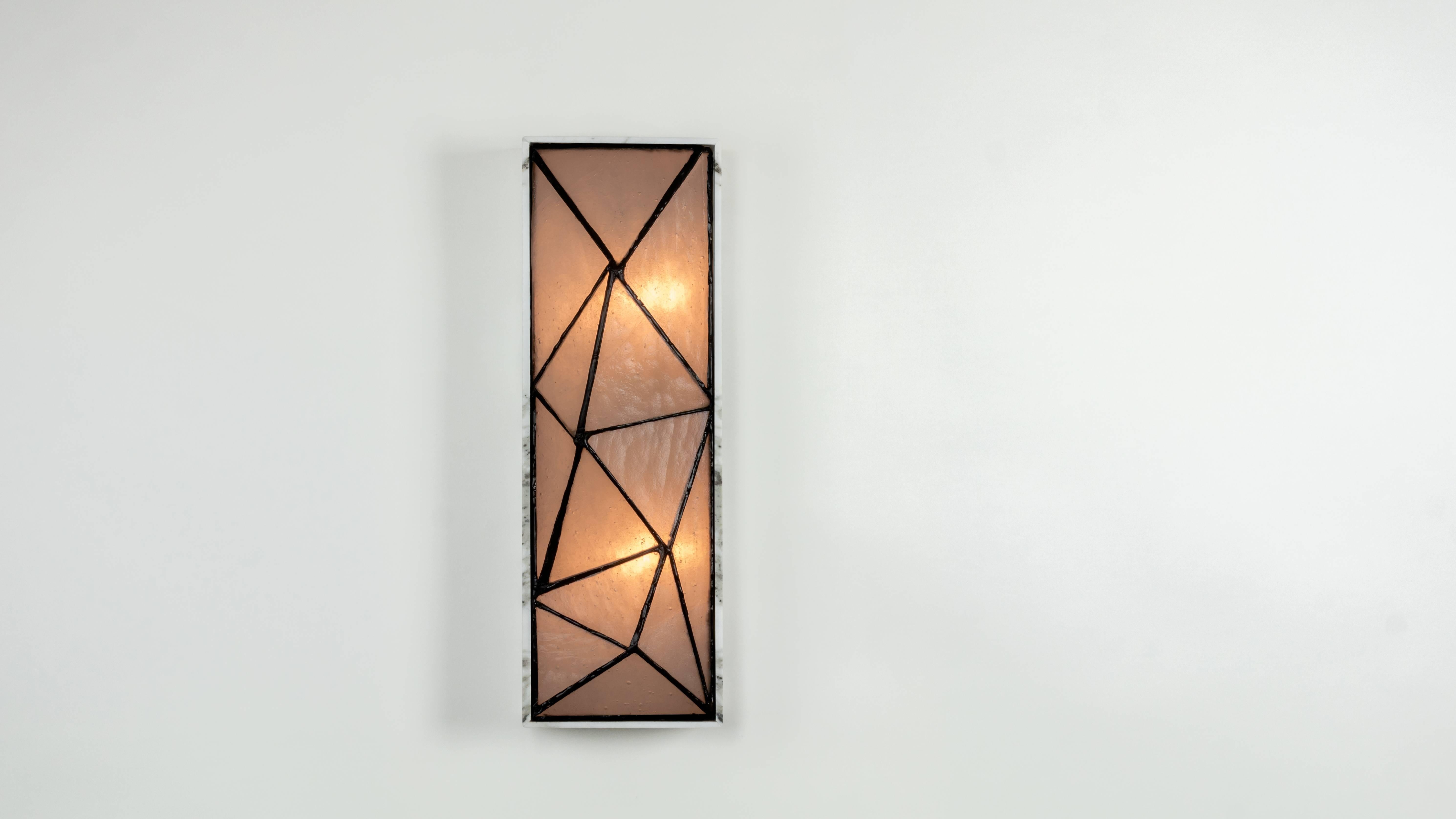 Gem_Stone, Contemporary Wall Sconce in Glass and Carrera Marble by Kalin Asenov For Sale 9