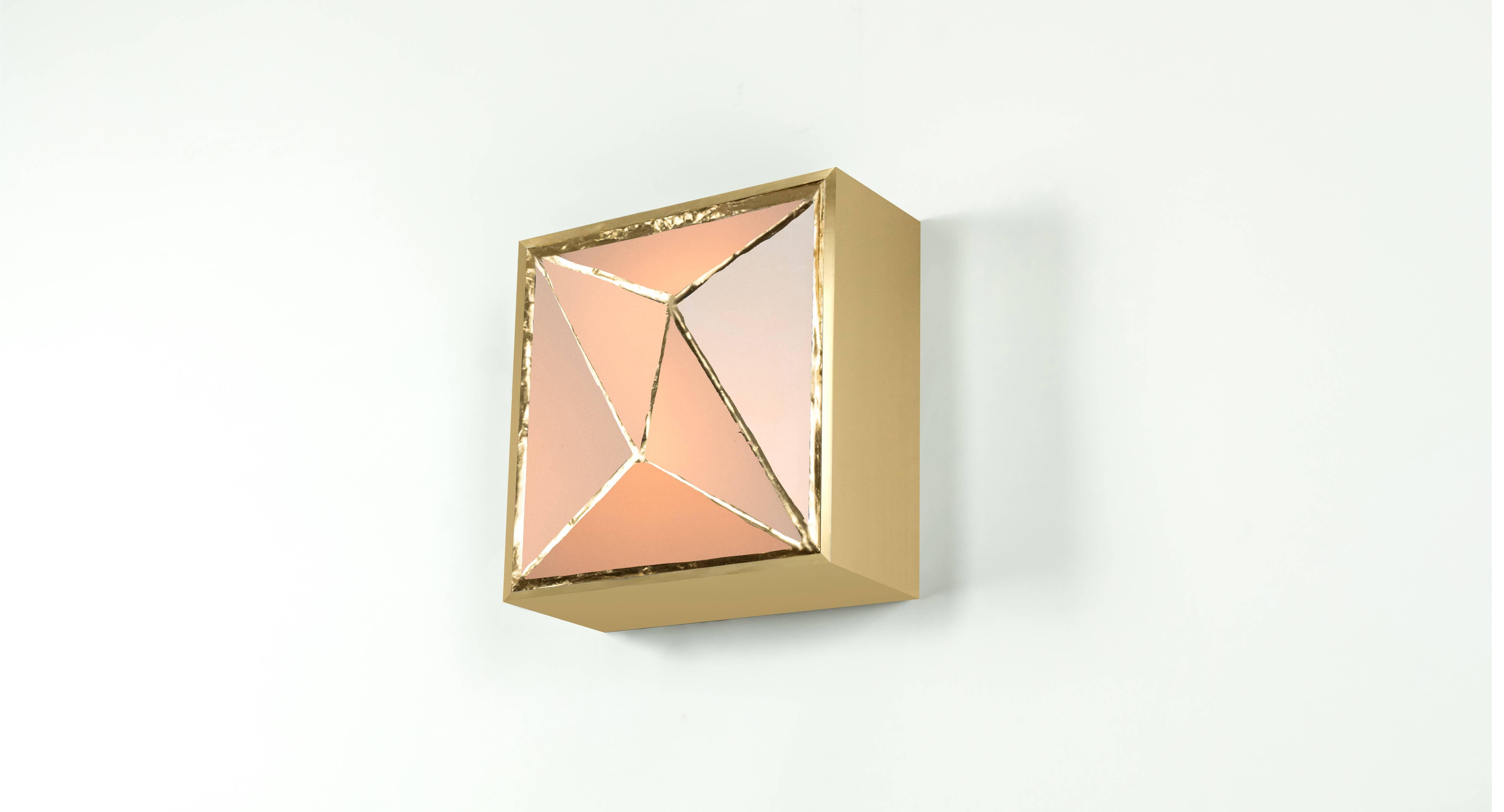American Gem_Gold V.3, Contemporary Wall Sconce in Glass and Brass by Kalin Asenov For Sale