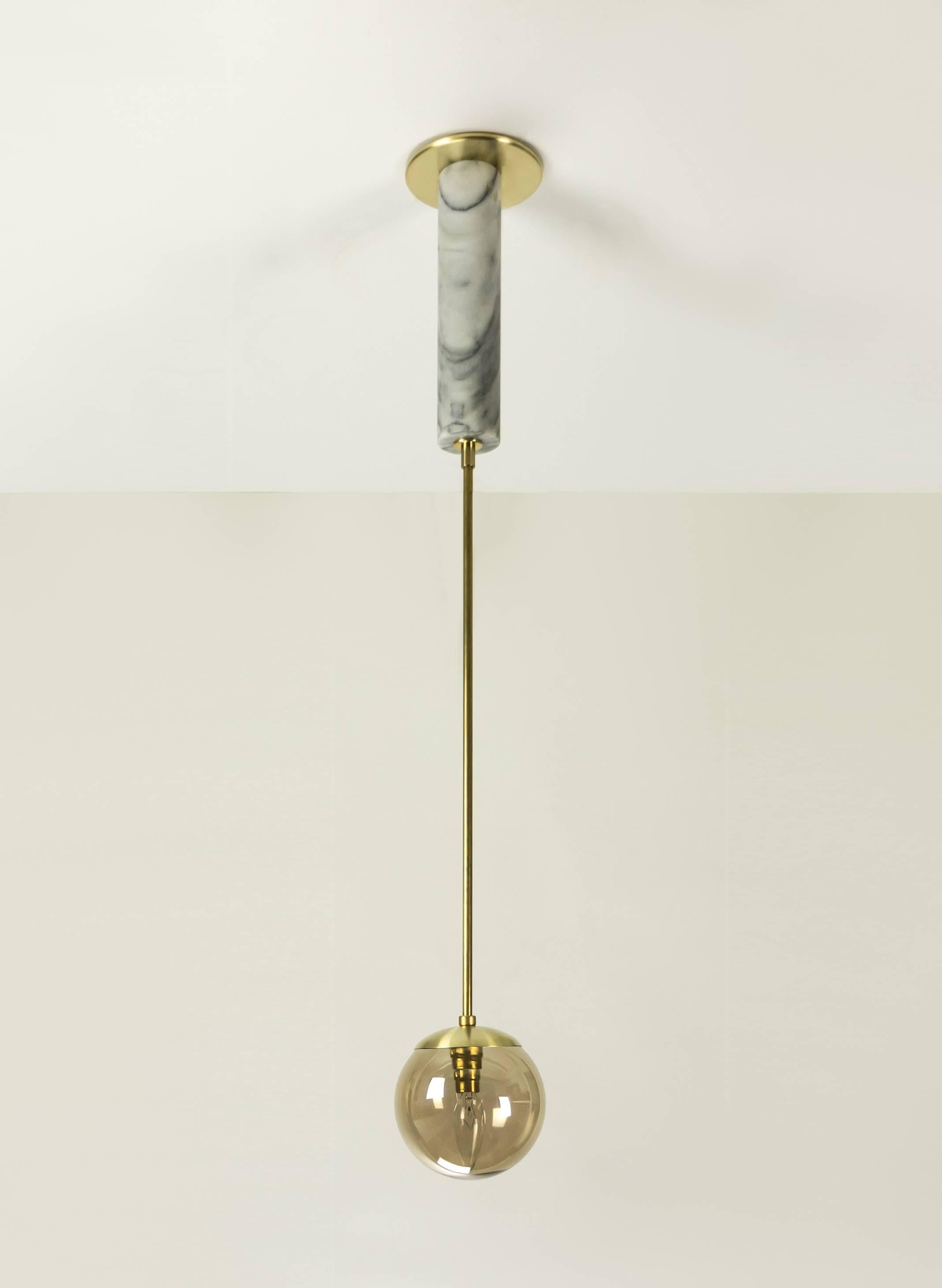 American Compass Pendant in Glass, Brass and Marble For Sale