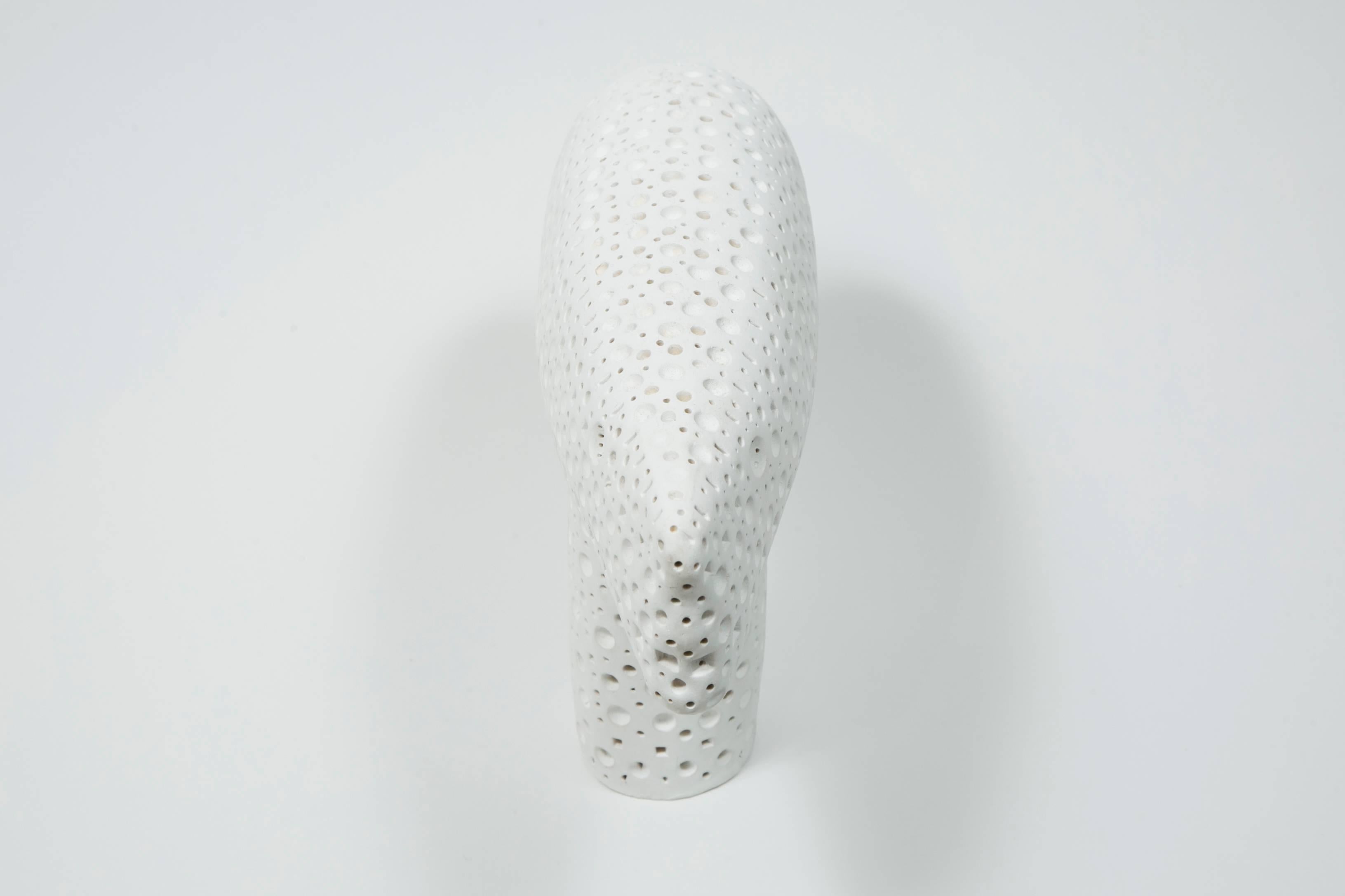 Minimalist White Terracotta Sculpture by Alexandre Ney