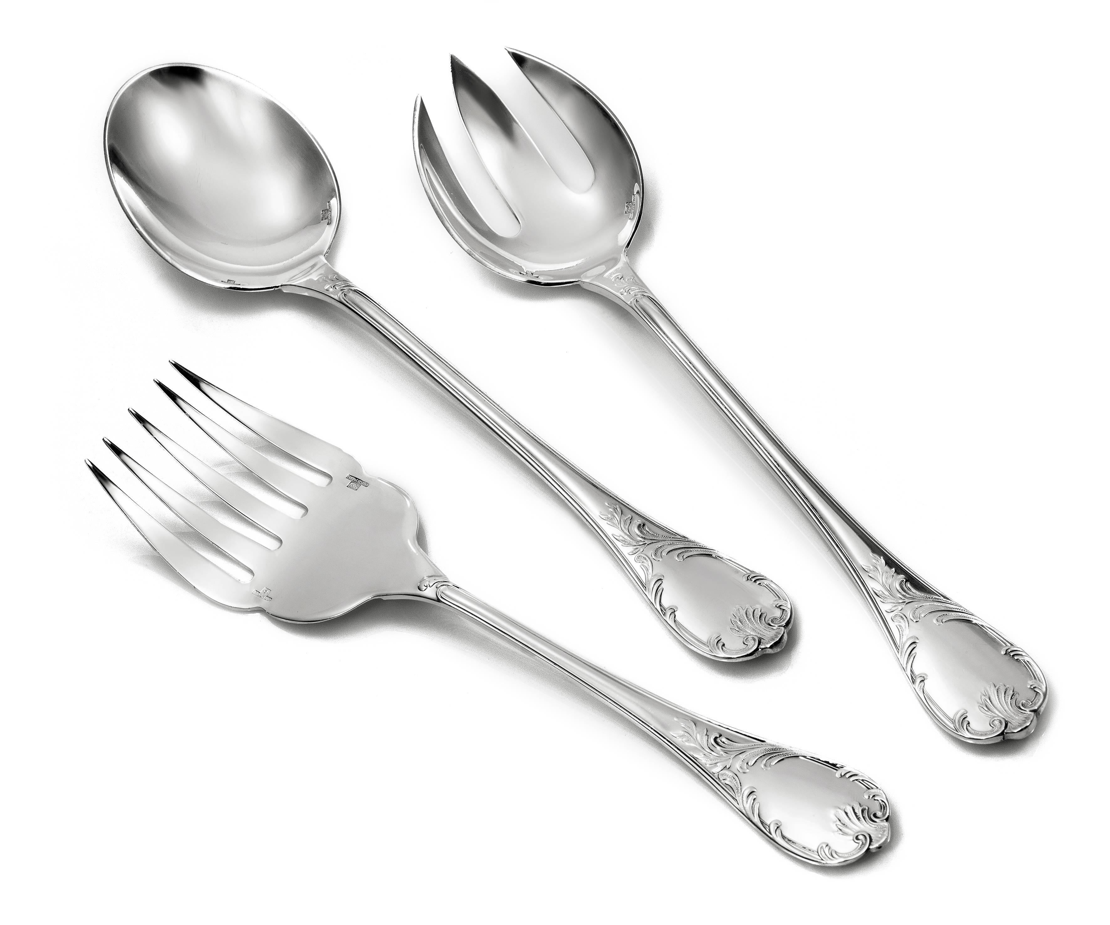 1950s French Christofle Mod. Marly Flatware In Excellent Condition For Sale In Madrid, ES