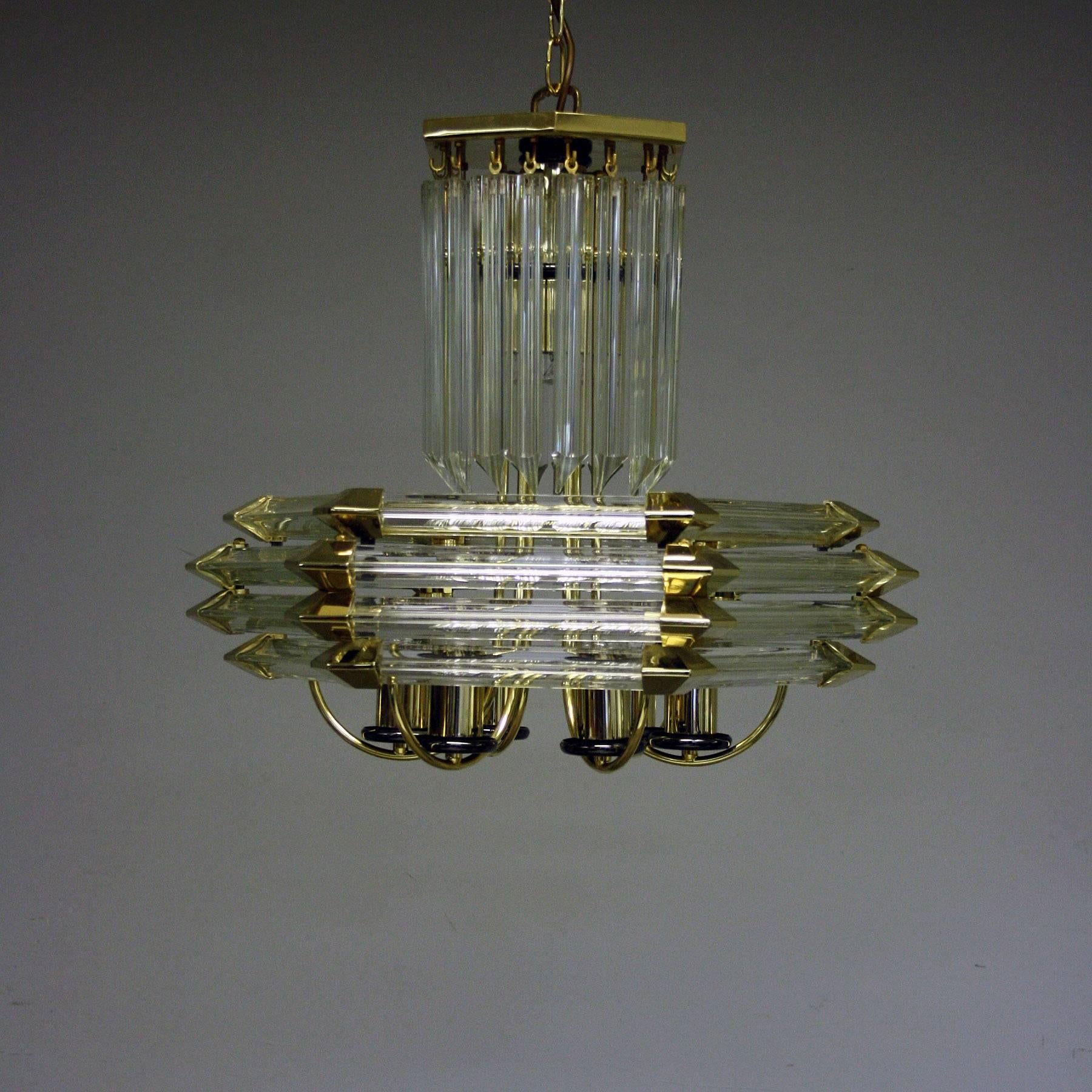 Late 20th Century Bakalowits & Sohne Brass and Crystal Glass Chandelier 2