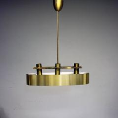 French 20th Century Brushed Brass Ceiling Light