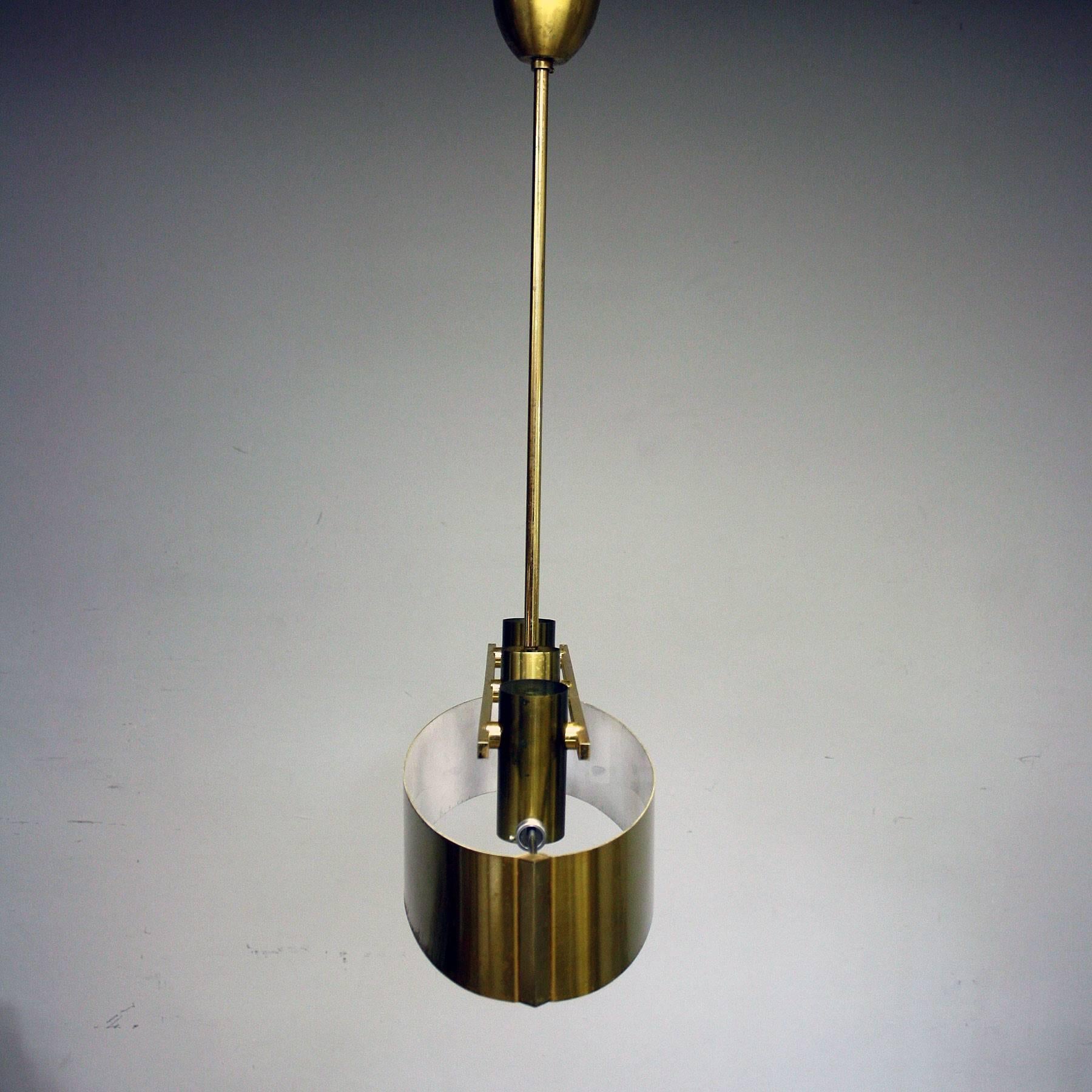 Mid-Century Modern French 20th Century Brushed Brass Ceiling Light