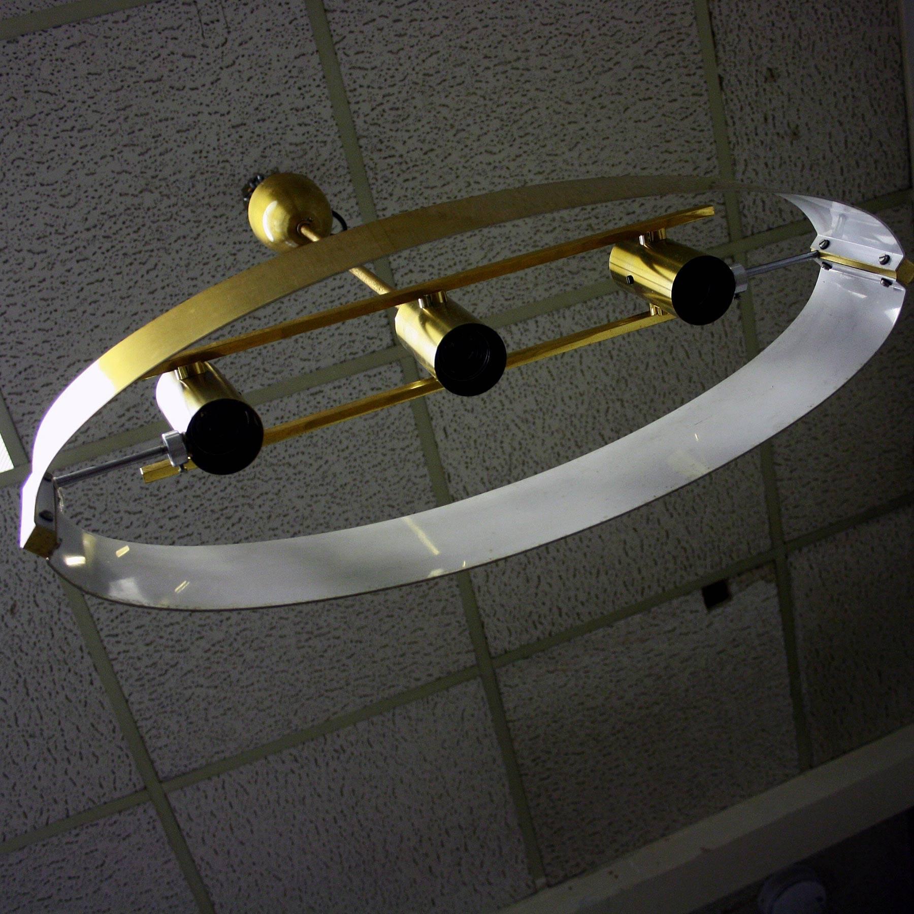 French 20th Century Brushed Brass Ceiling Light 5