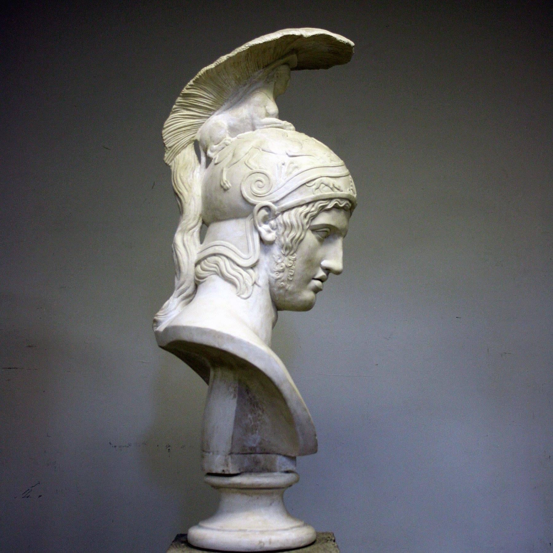 A large and handsome late 20th century resin bust of the God of war, Ares. A really fantastic interior pieces, that would look great up on a plinth or in a centre piece.