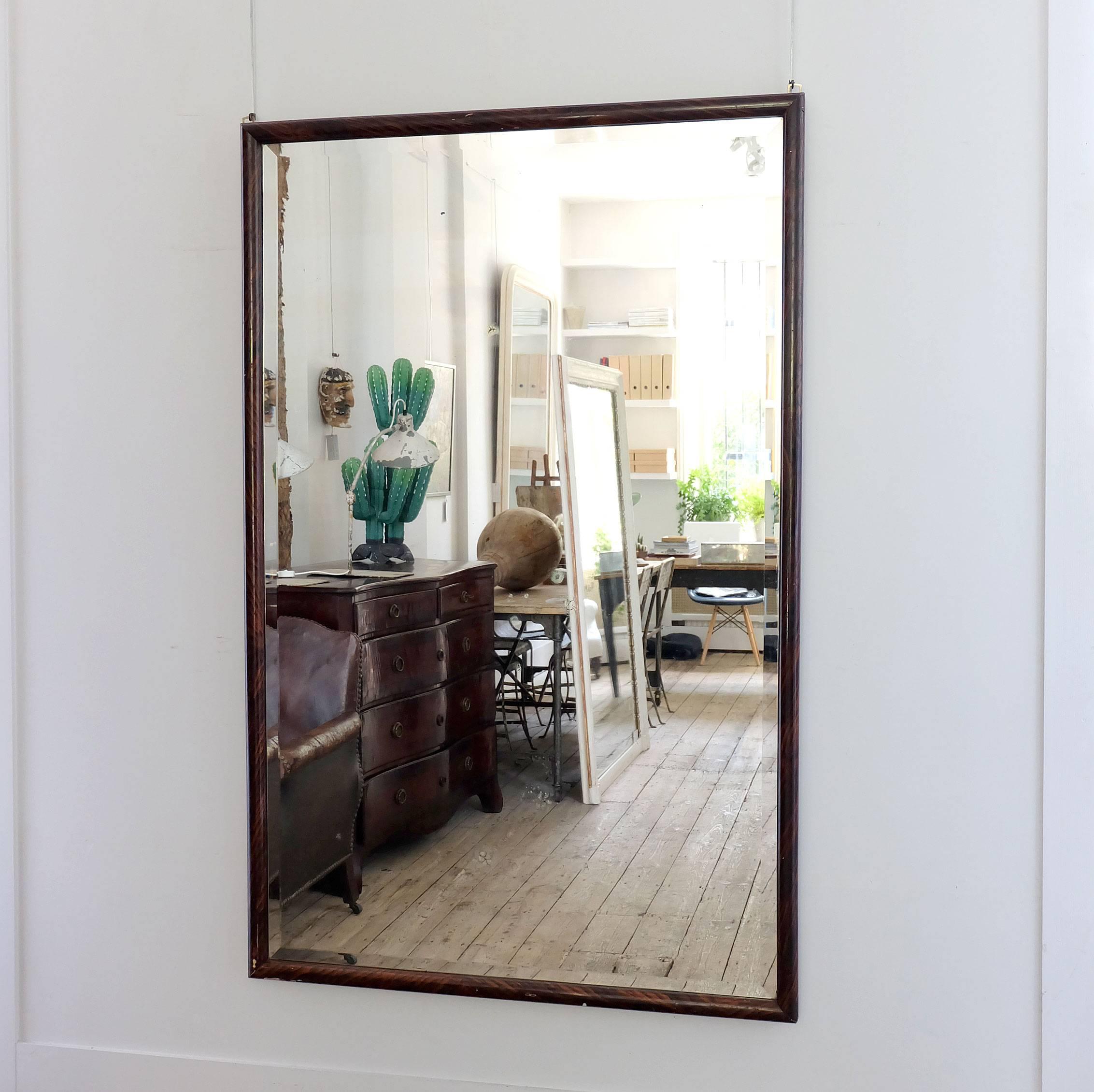 French Large Mid-20th Century Simulated Rosewood Mirror