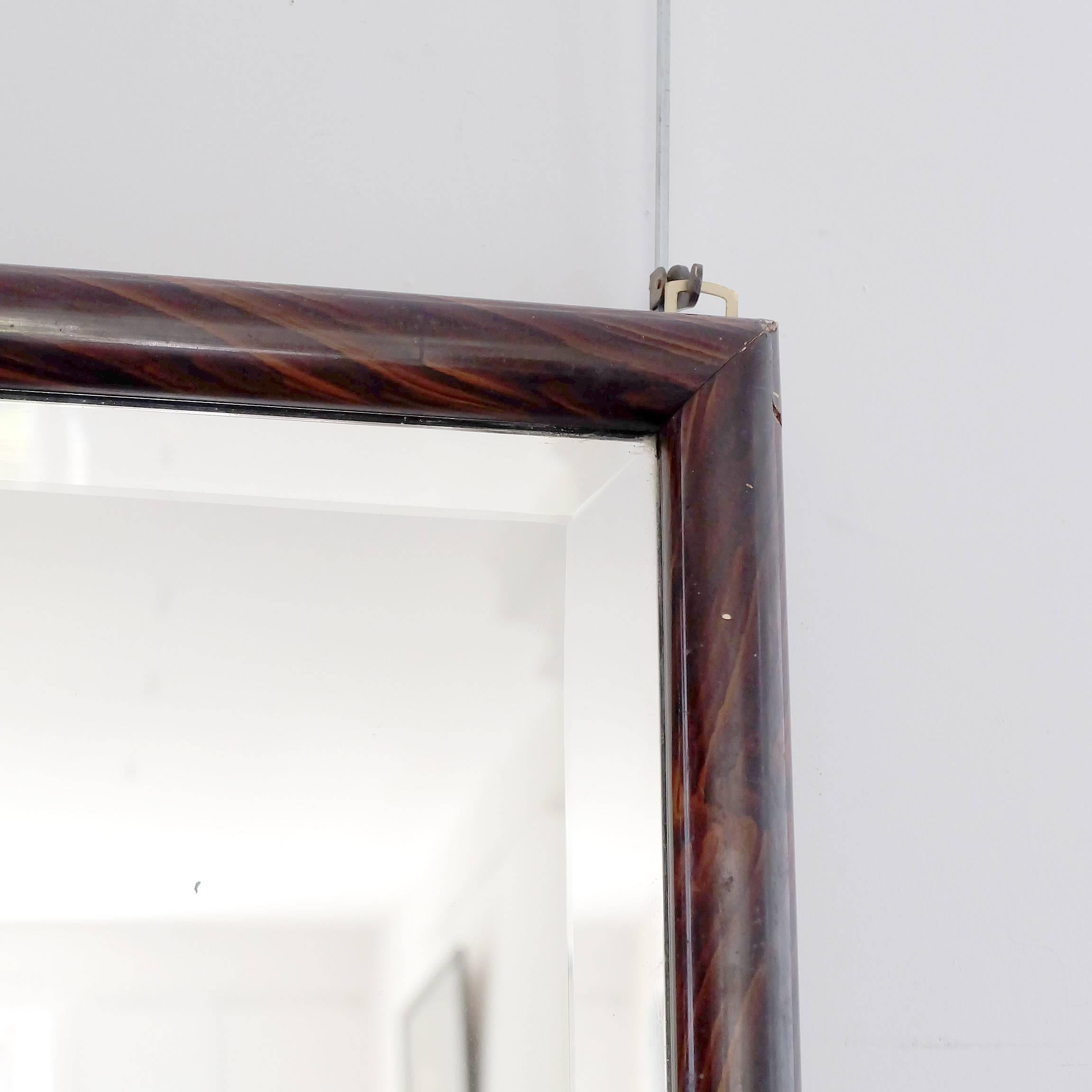 Beveled Large Mid-20th Century Simulated Rosewood Mirror