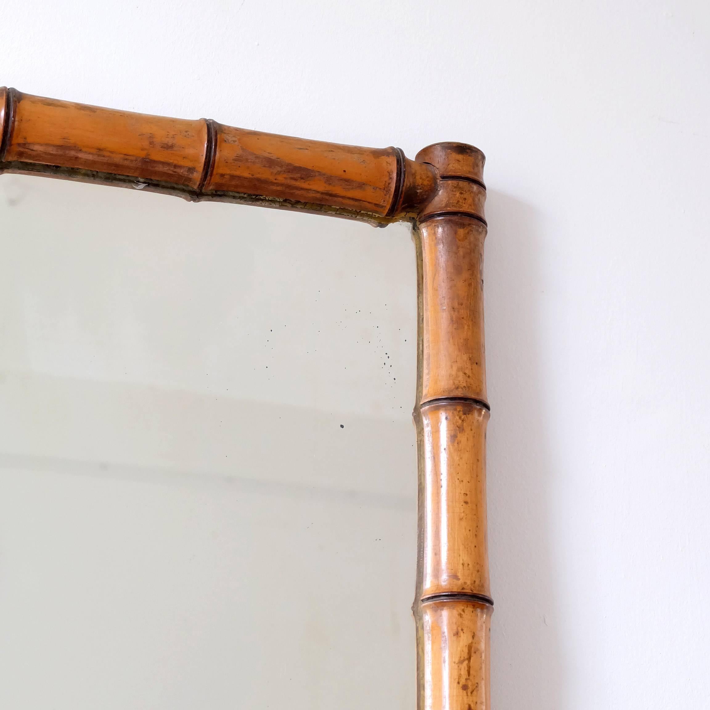 French Late 19th Century Bamboo Mirror
