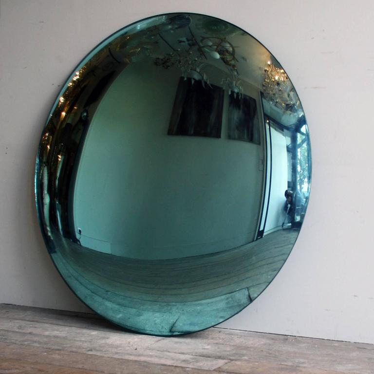 Large Aqua Blue Convex Mirror For Sale at 1stDibs