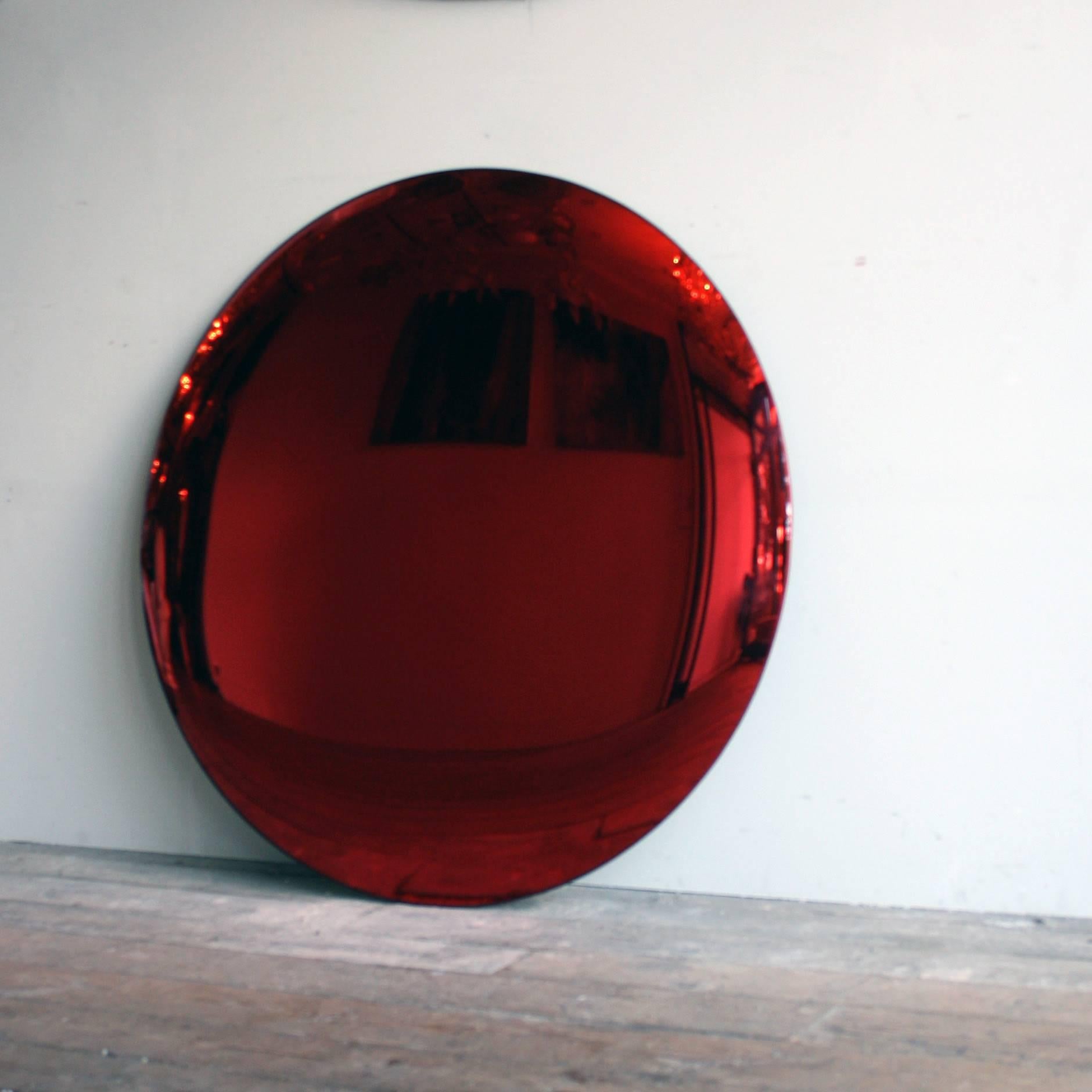 Great Britain (UK) Large Red Convex Mirror For Sale