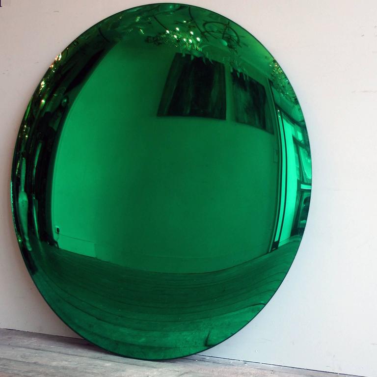 Large Convex Green Mirror For Sale at 1stDibs