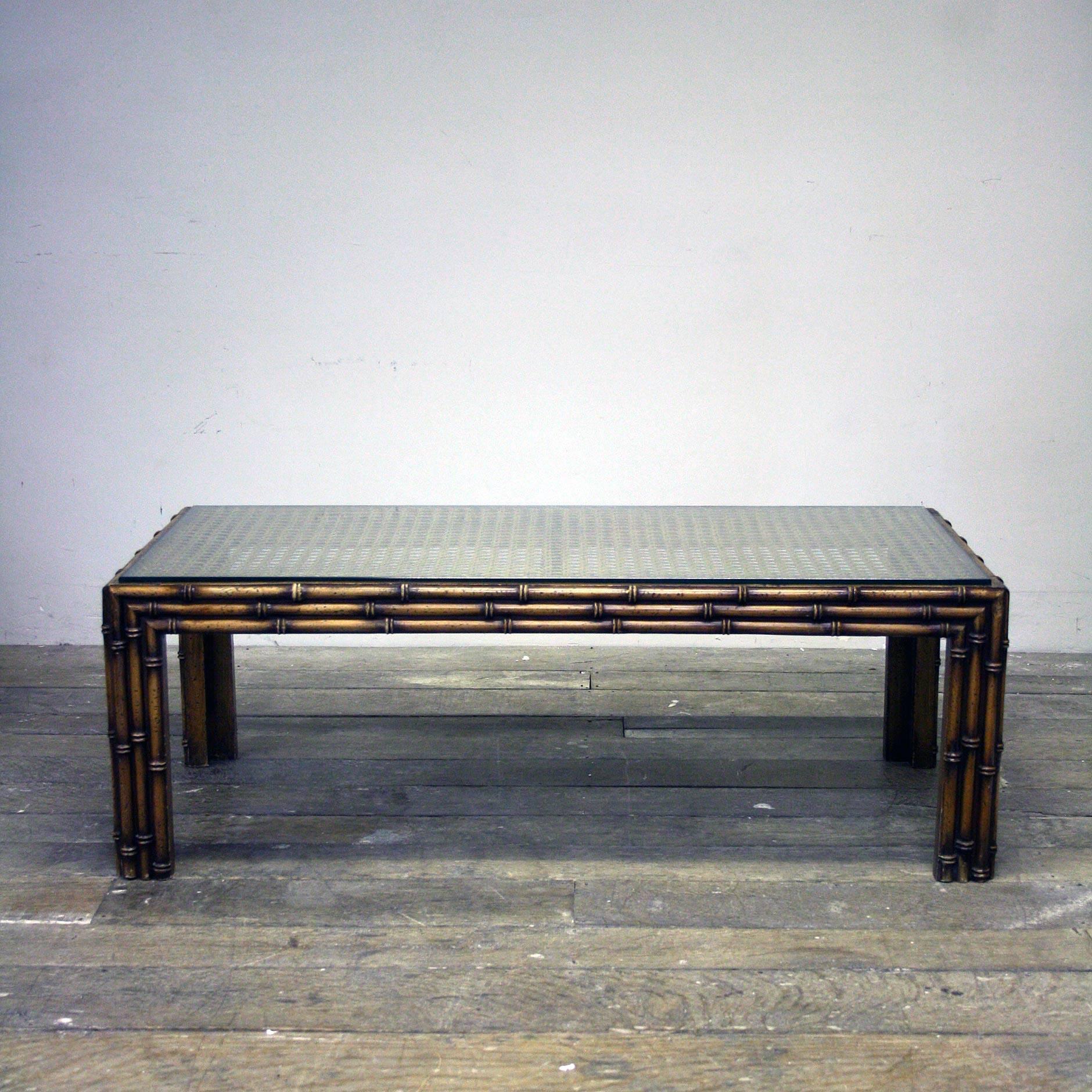 20th Century Faux Bamboo and Rattan Coffee Table In Excellent Condition For Sale In Bagshot, GB