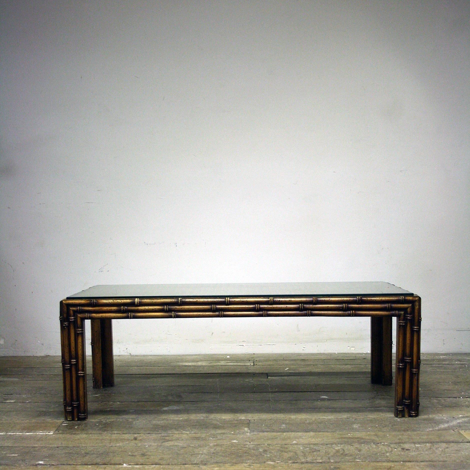 20th Century Faux Bamboo and Rattan Coffee Table For Sale 2