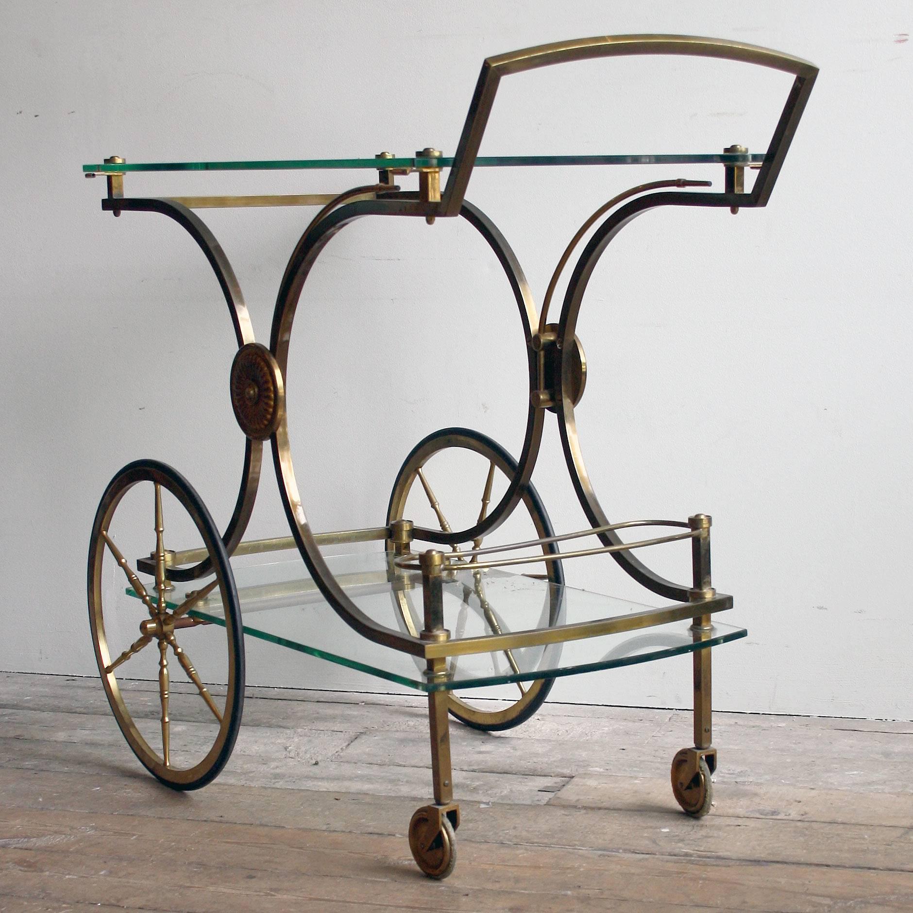 Other Midcentury Glass and Brass Drinks Cart