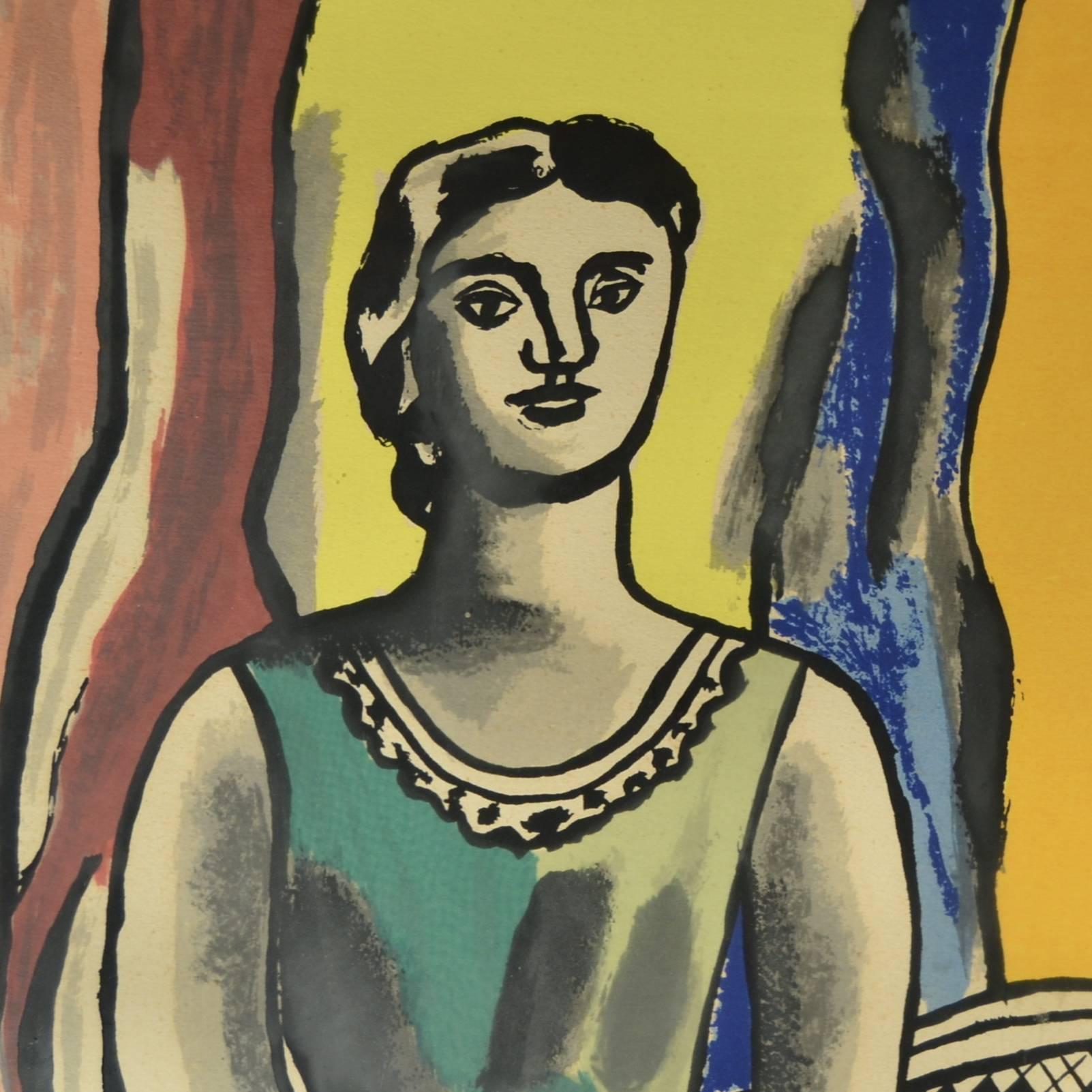 Lithograph attributed to Fernand Léger (1881-1955), woman with an armchair, 1953. Numbered 373/600.
Dimensions: 53 x 42 cm (49 x 61 cm).
