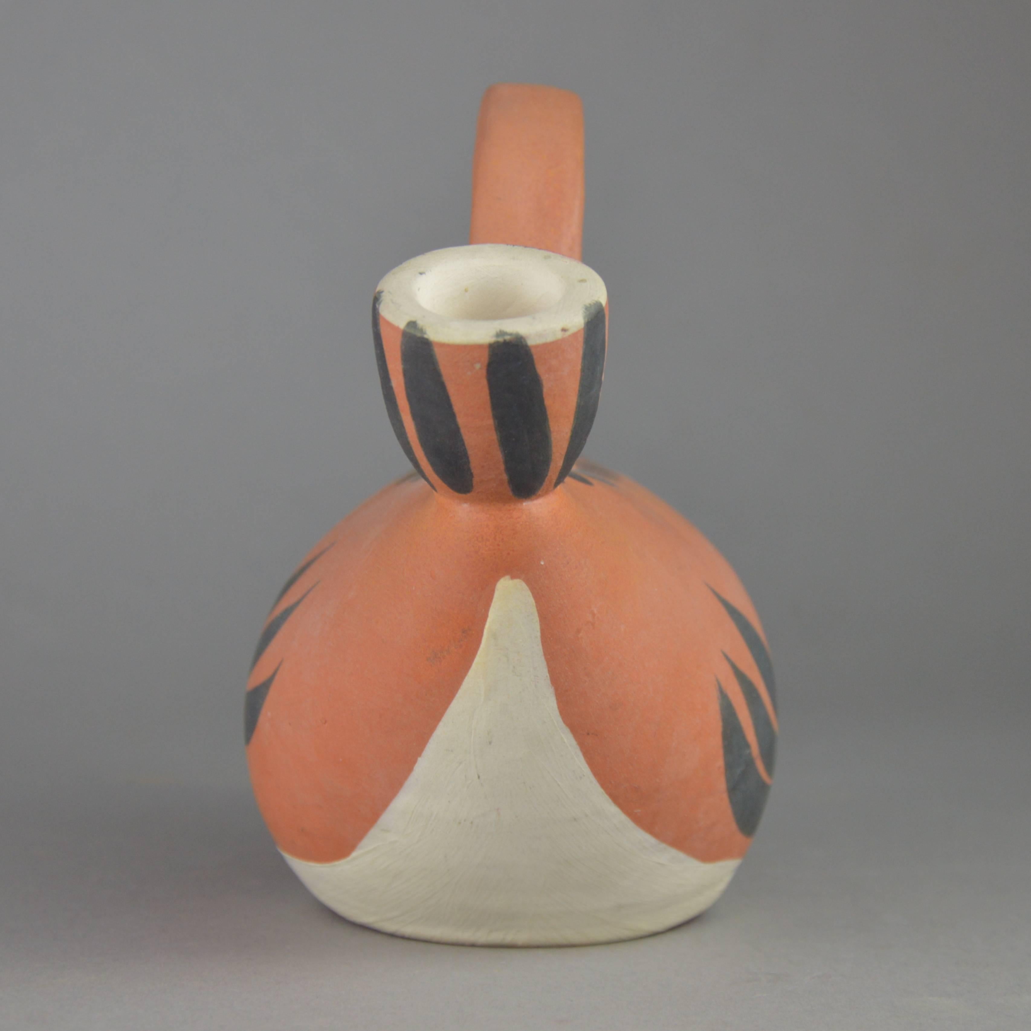 French Pablo Picasso Madoura Ceramic Turned Pitcher, Fish, 1952