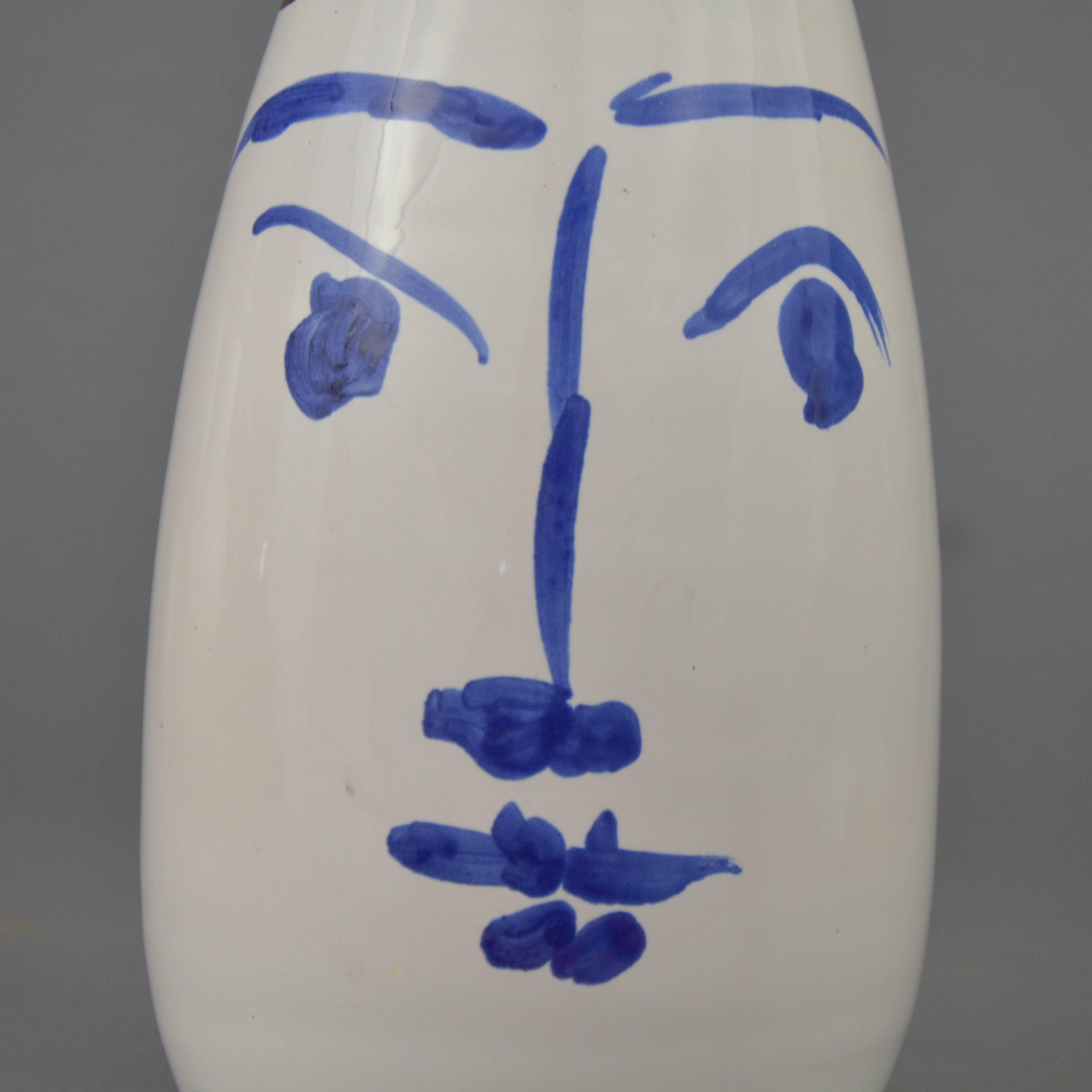 Pablo Picasso Madoura Ceramic Turned Pitcher Face Tankard, 1959 In Excellent Condition For Sale In Brussels, BE