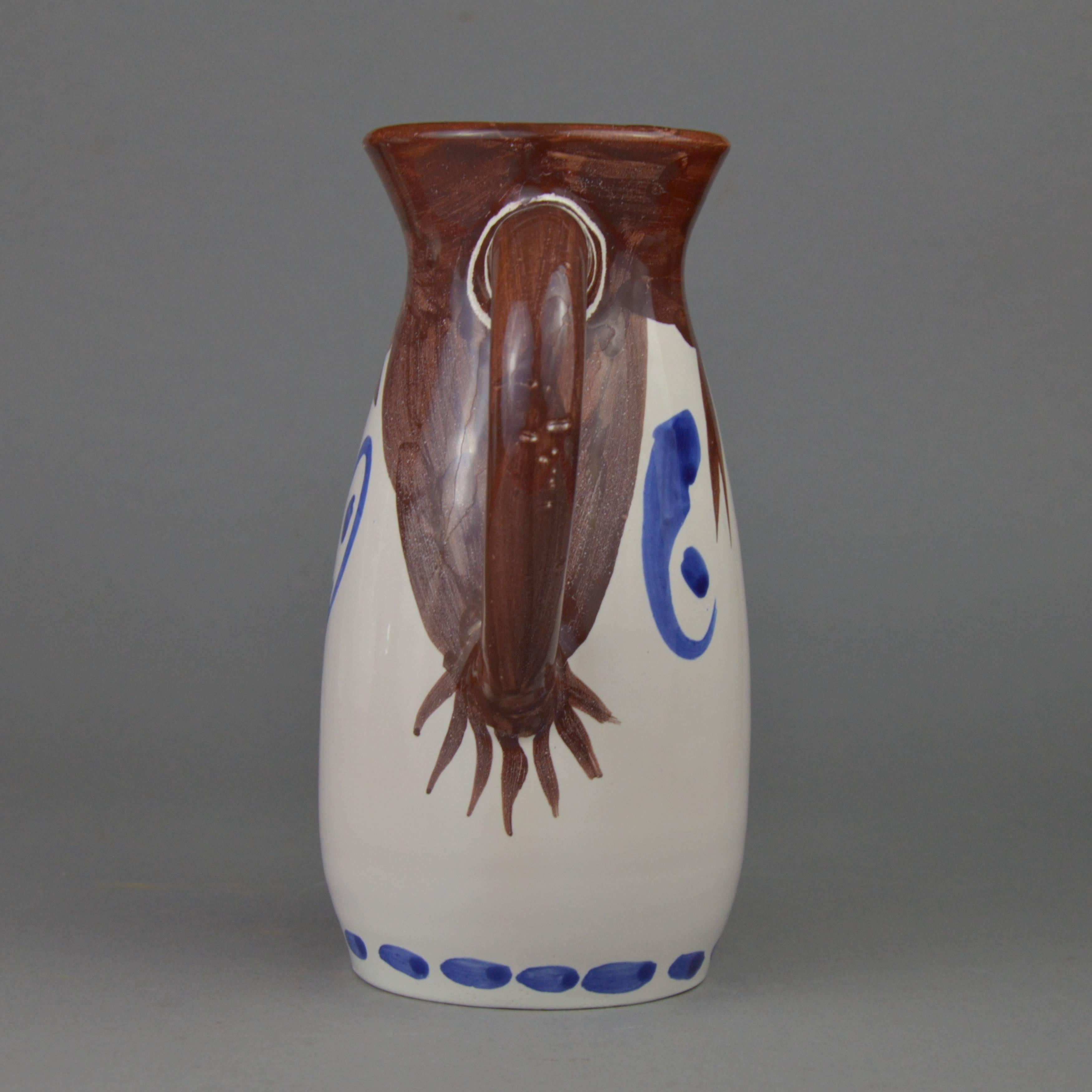 French Pablo Picasso Madoura Ceramic Turned Pitcher Face Tankard, 1959 For Sale