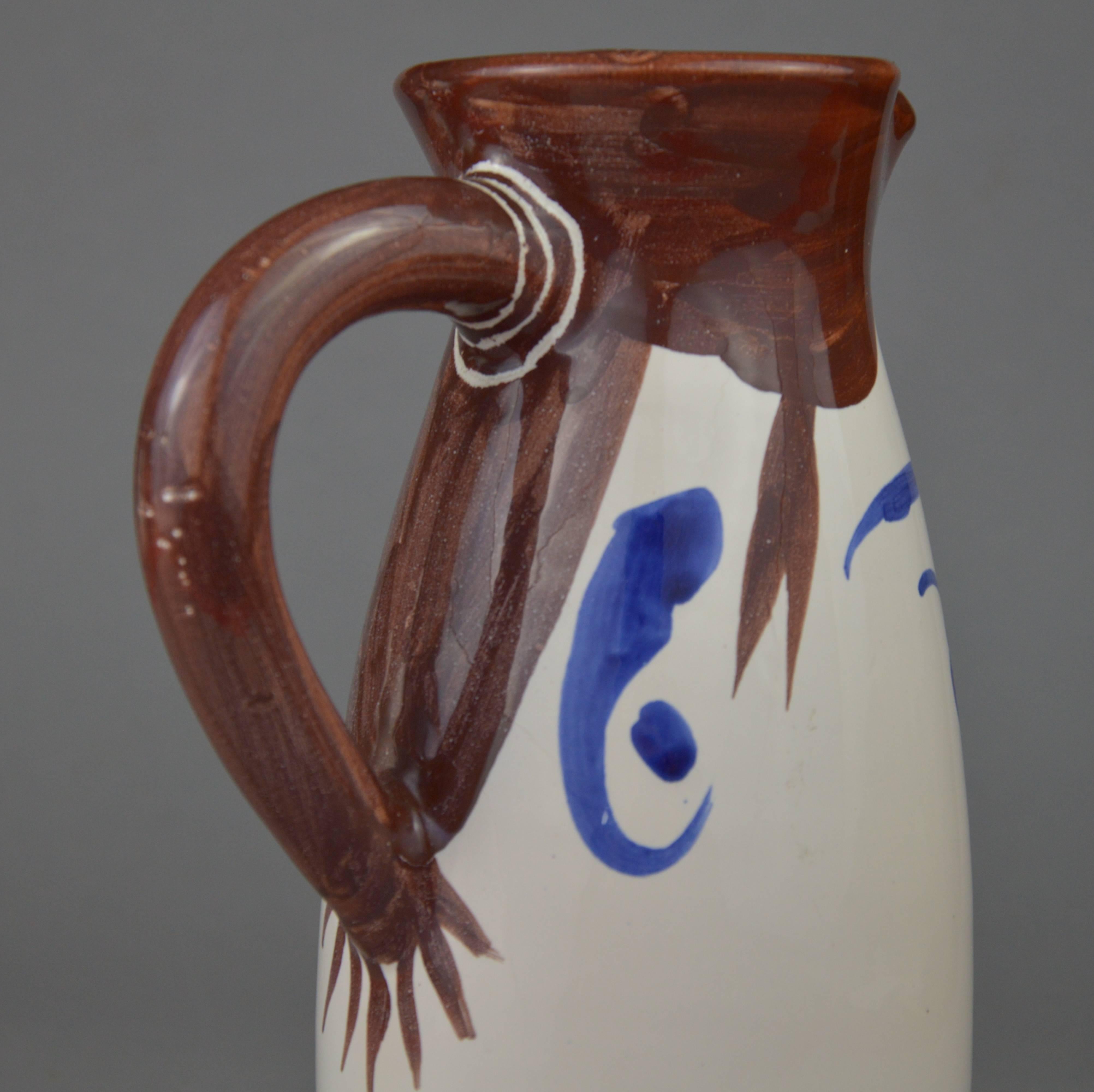 Mid-20th Century Pablo Picasso Madoura Ceramic Turned Pitcher Face Tankard, 1959 For Sale