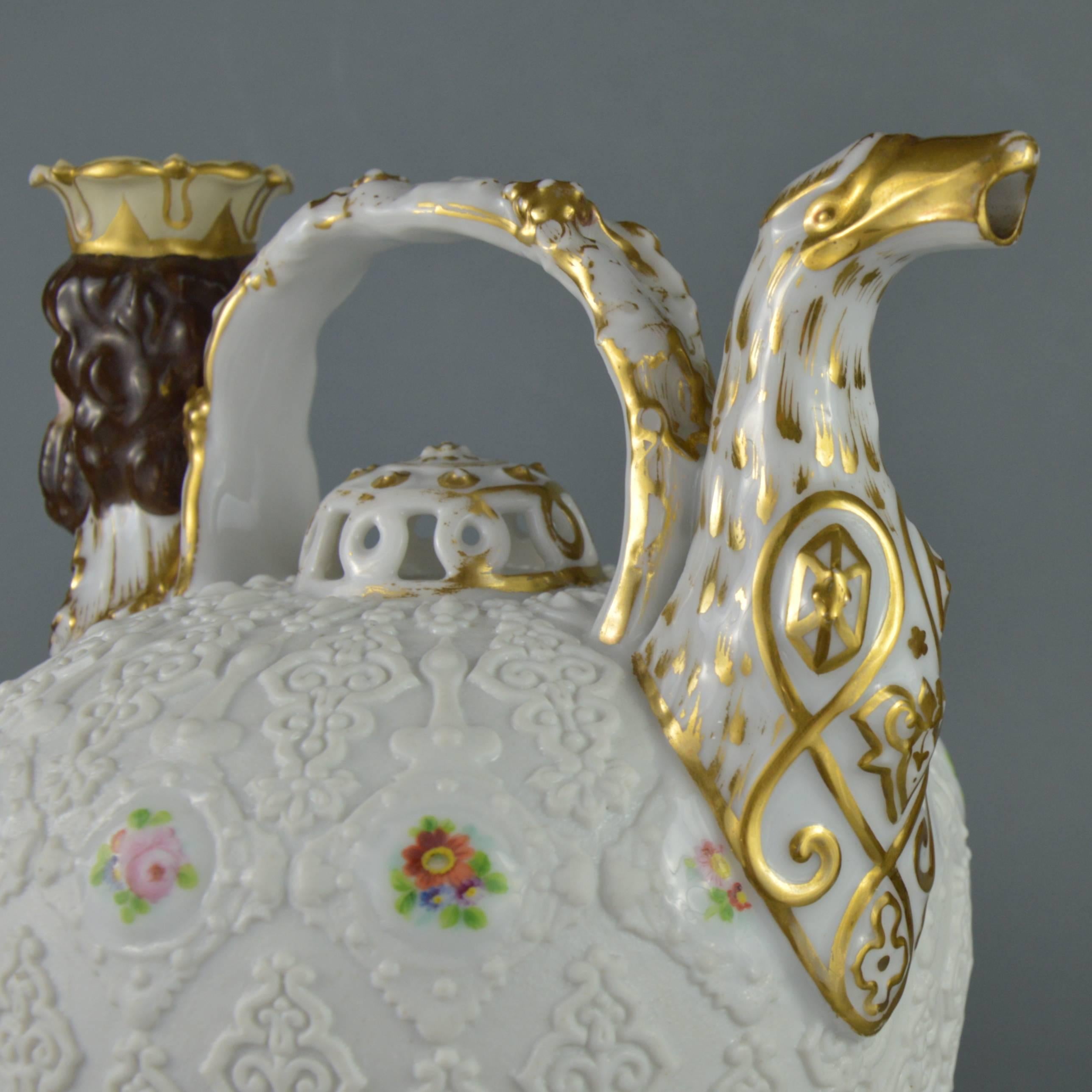 Rare Collectible Porcelain Pitcher, Paris Manufacturer Jacob Petit, 19th Century In Good Condition For Sale In Brussels, BE