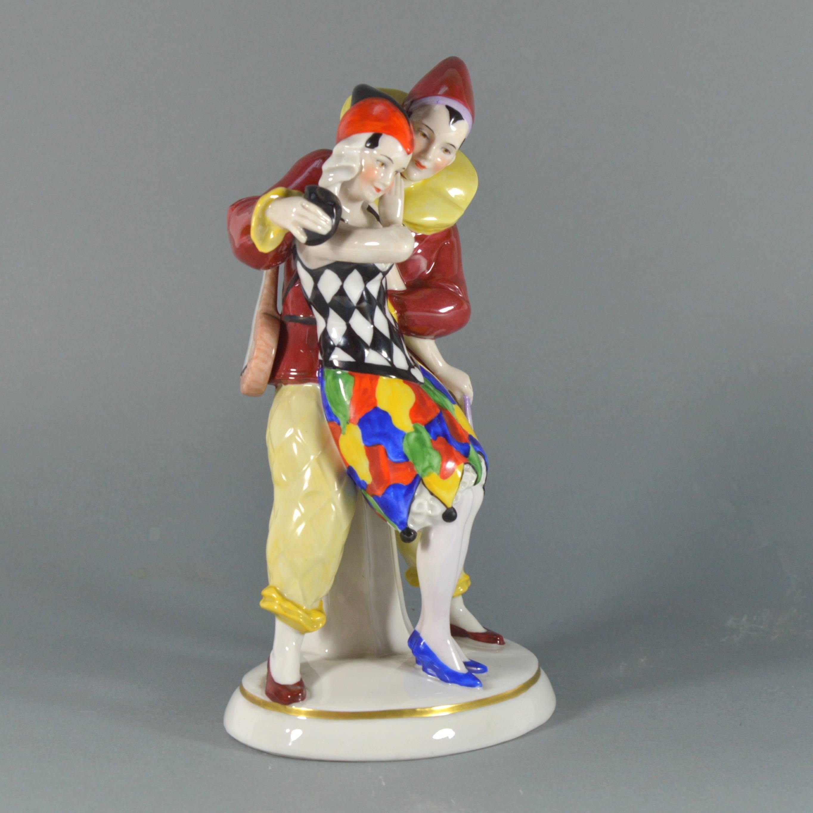 harlequin and columbine figurines