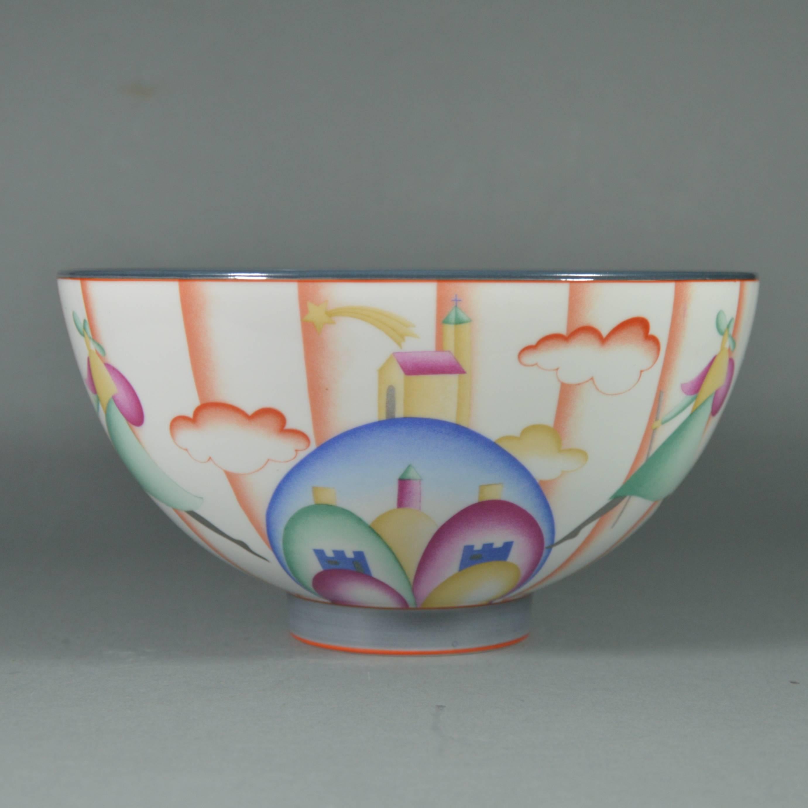 Gio Ponti Art Deco Porcelain Bowl Il Pellegrino di Montesanto, 1925 In Excellent Condition For Sale In Brussels, BE