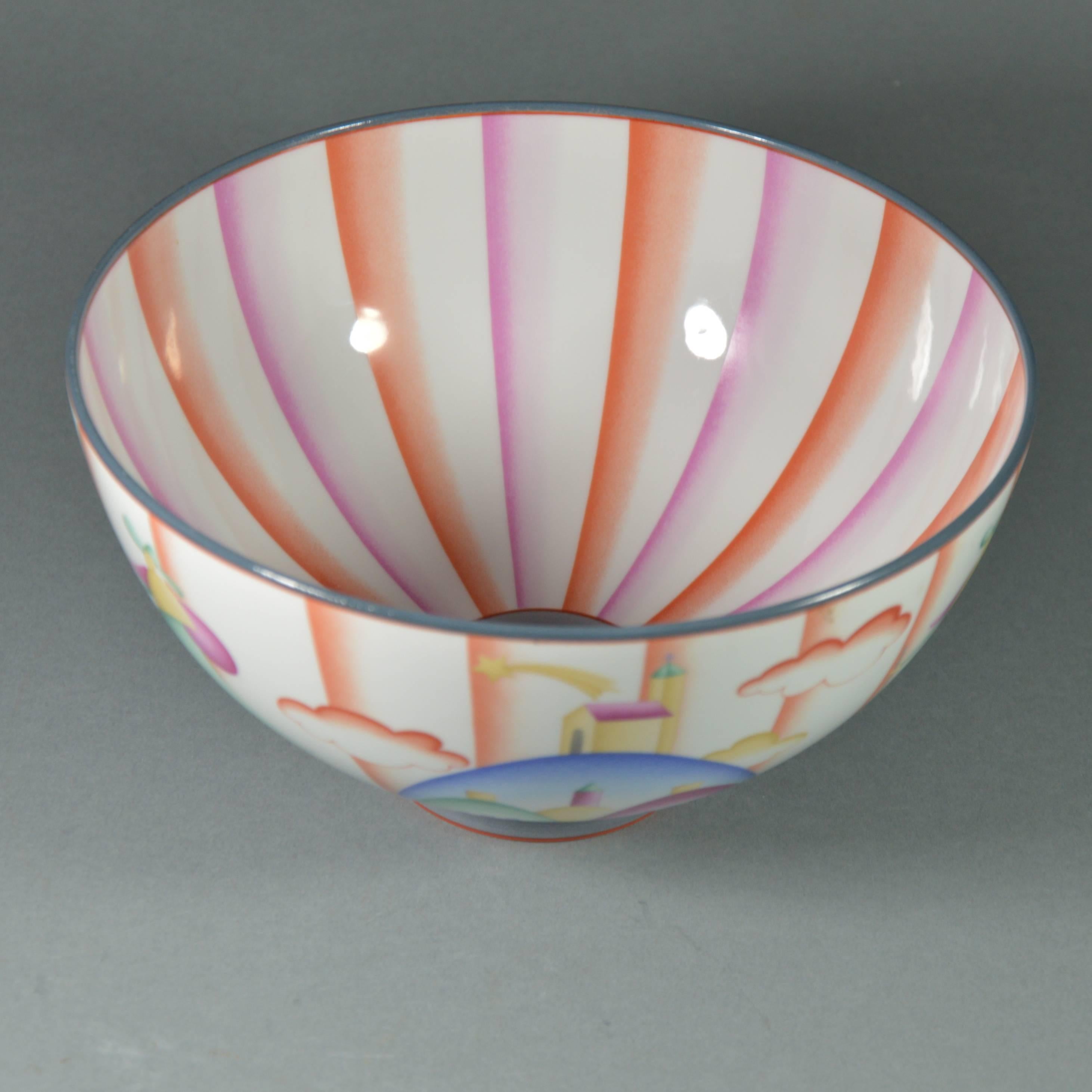 Early 20th Century Gio Ponti Art Deco Porcelain Bowl Il Pellegrino di Montesanto, 1925 For Sale