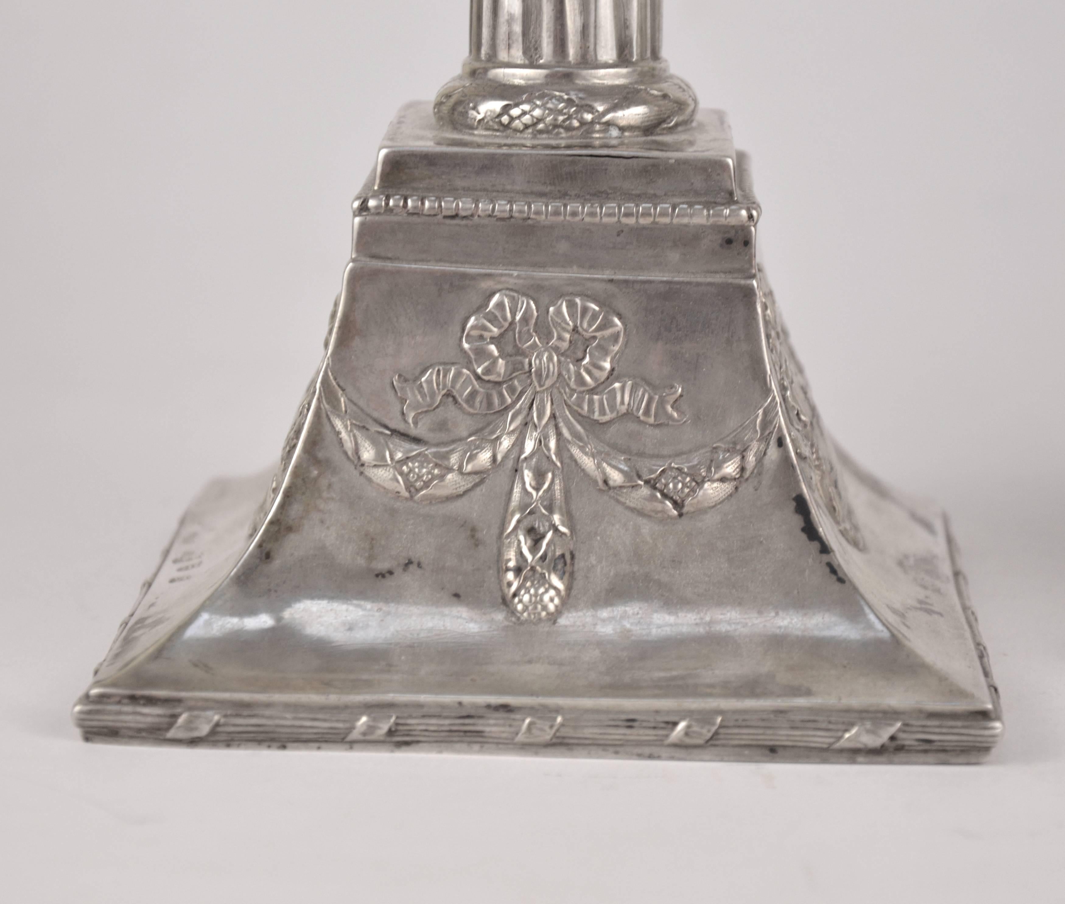 Pair of English Silver Candlesticks, 19th Century 2