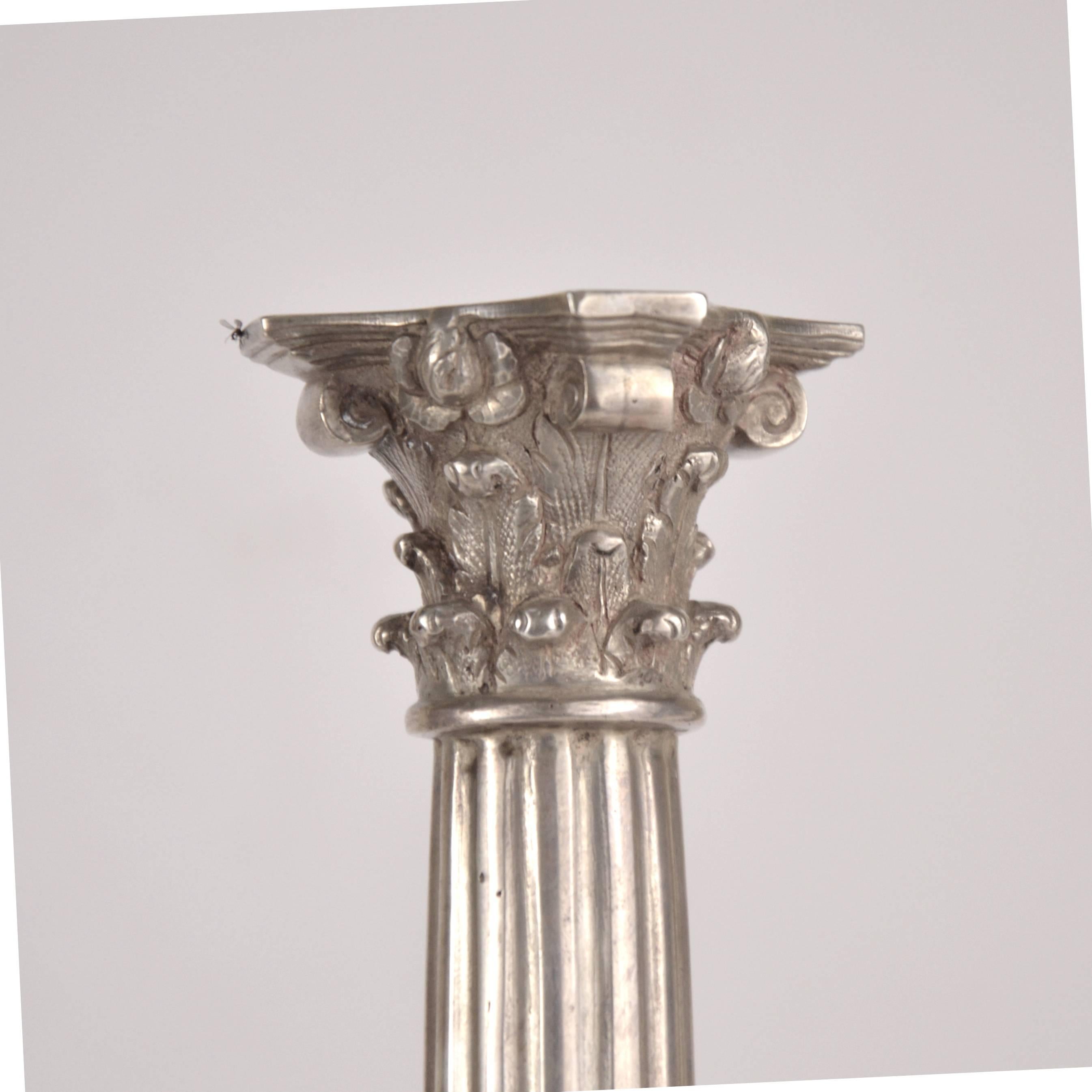 Pair of English Silver Candlesticks, 19th Century 3