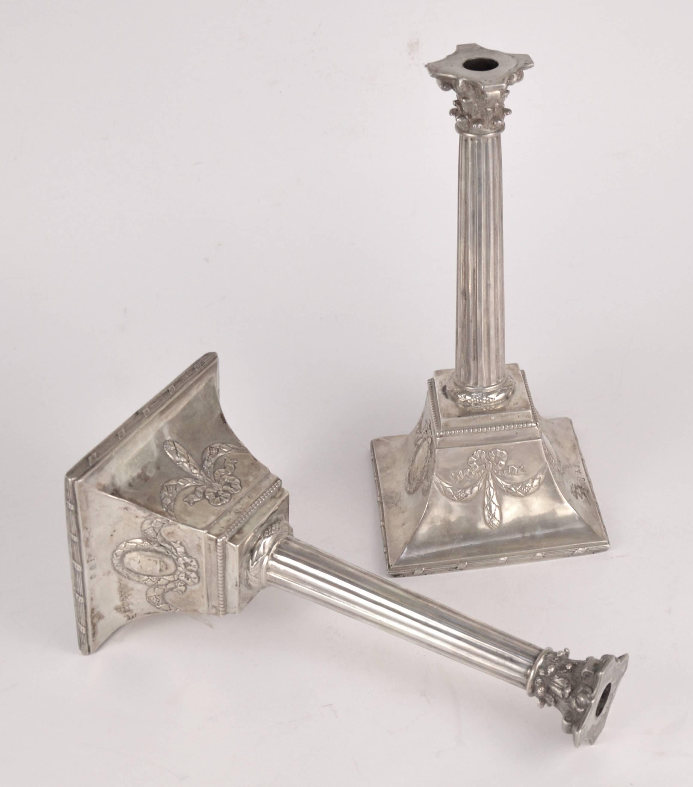 Pair of English Silver Candlesticks, 19th Century 4