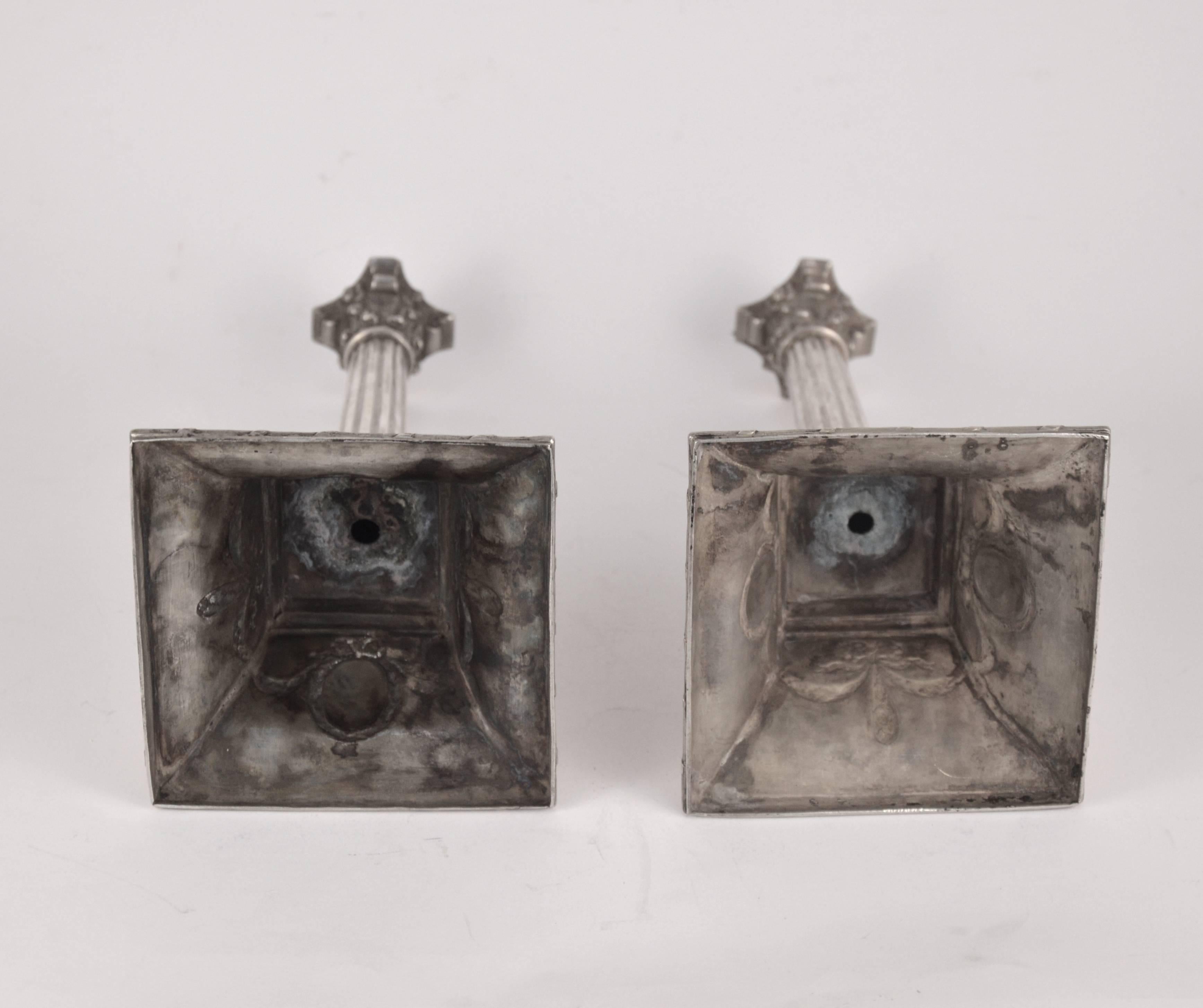 Pair of English Silver Candlesticks, 19th Century 5