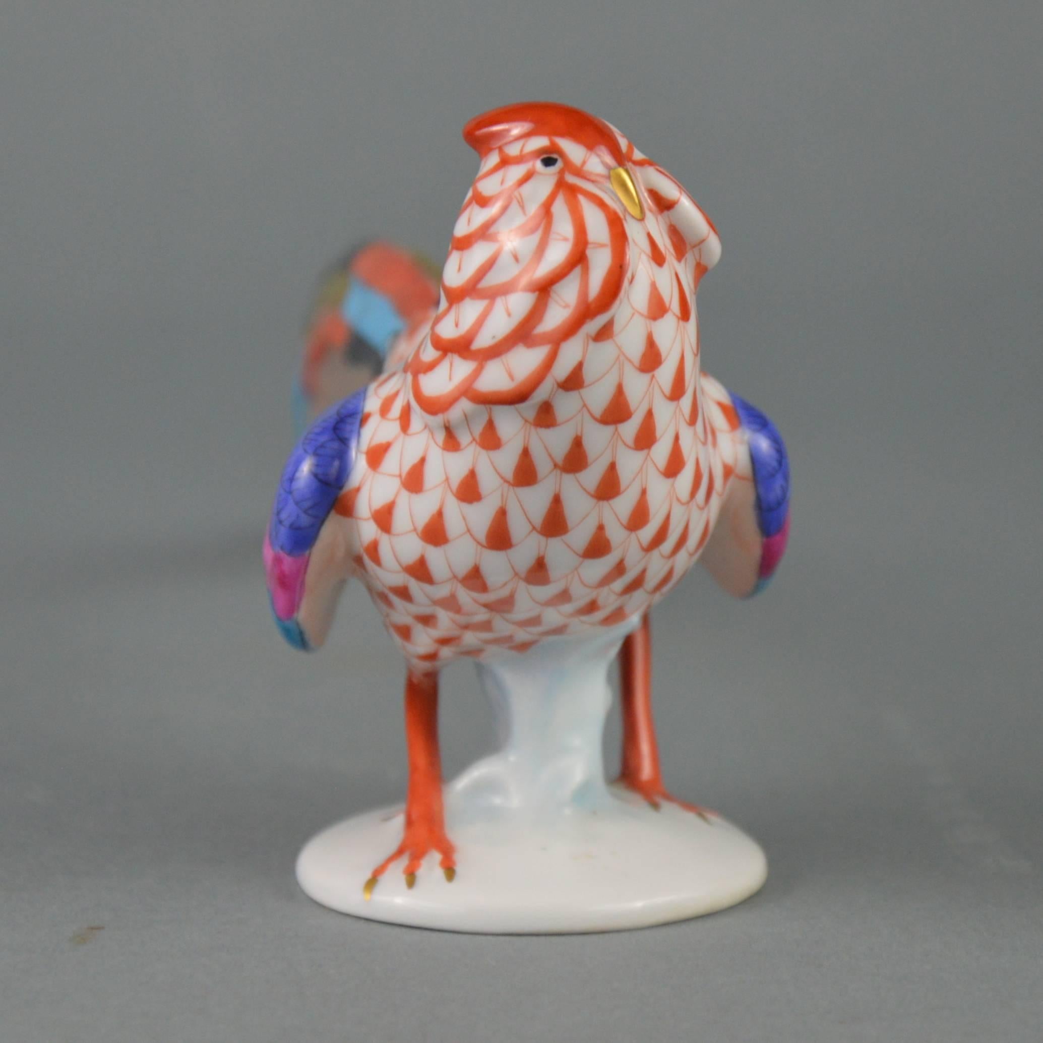 Cast Herend Porcelain Pheasant Figurine Fishnet Patten